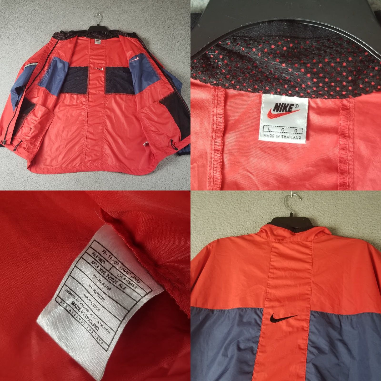 Nike VINTAGE Nike Jacket Men's L Red Blue Center Swoosh Reflective Striped 90s Windbreaker 1996 Size US L / EU 52-54 / 3 - 8 Thumbnail