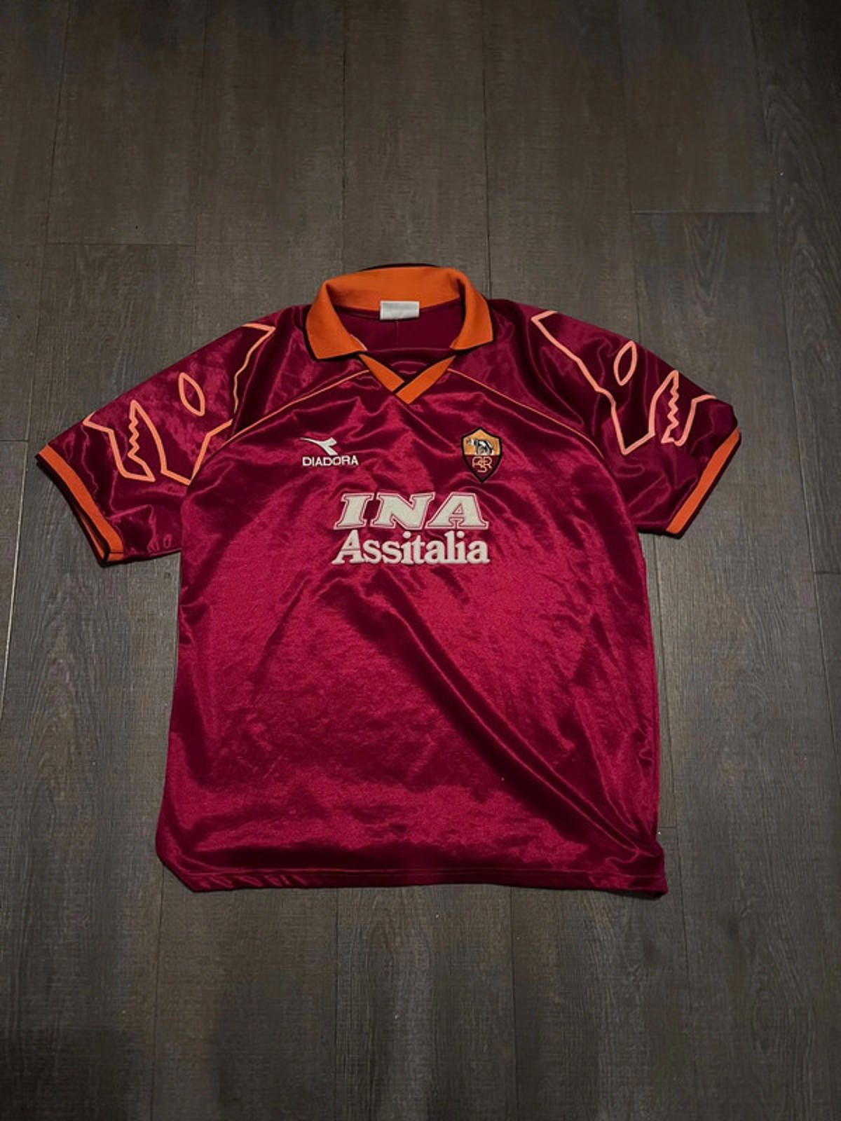 Diadora Diadora - AS Roma 1995/96 INA Assitalia Home Football Shirt Size US M / EU 48-50 / 2 - 2 Thumbnail