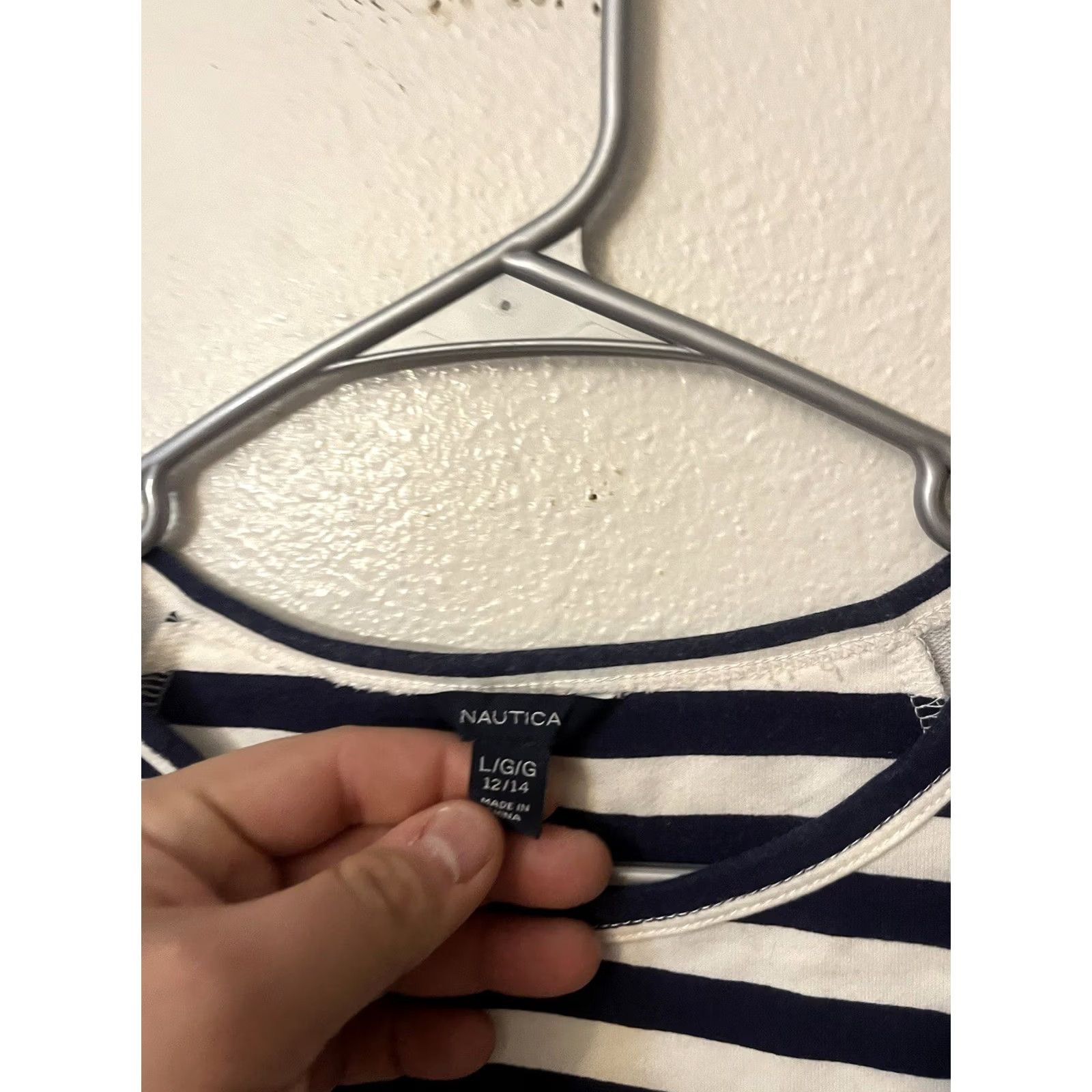 Nautica Nautica Shirt Womens L Blue Striped Cold Shoulder Pullover Long Sleeve Knit Size L / US 10 / IT 46 - 3 Thumbnail