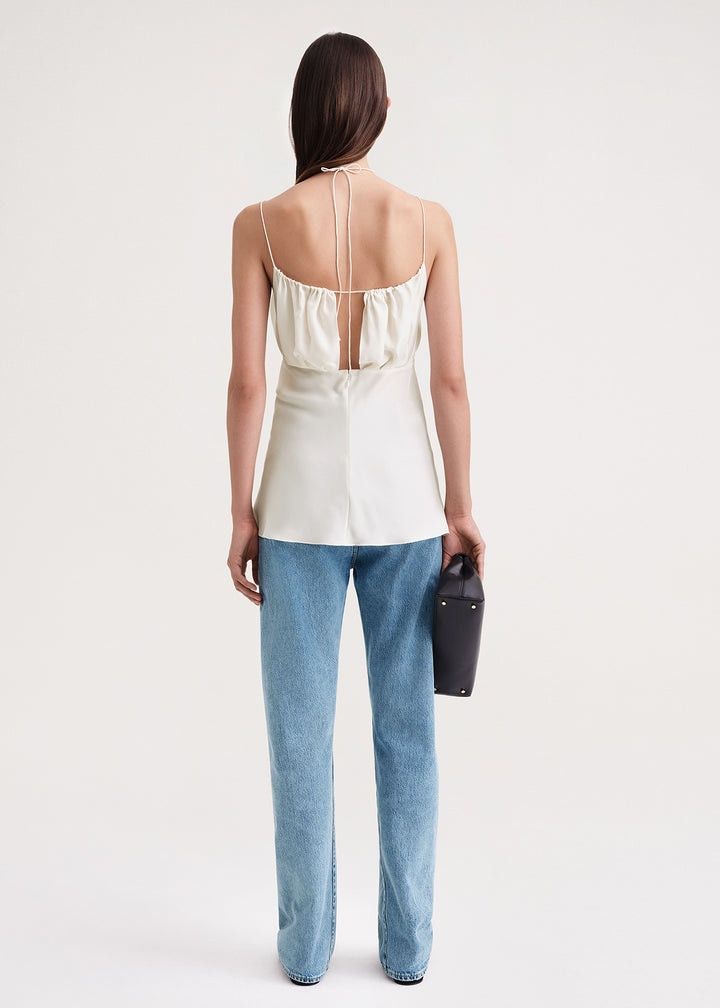 Toteme o1mle0525 Gathered Halterneck Tank Top in Off-White Size S / US 4 / IT 40 - 4 Thumbnail