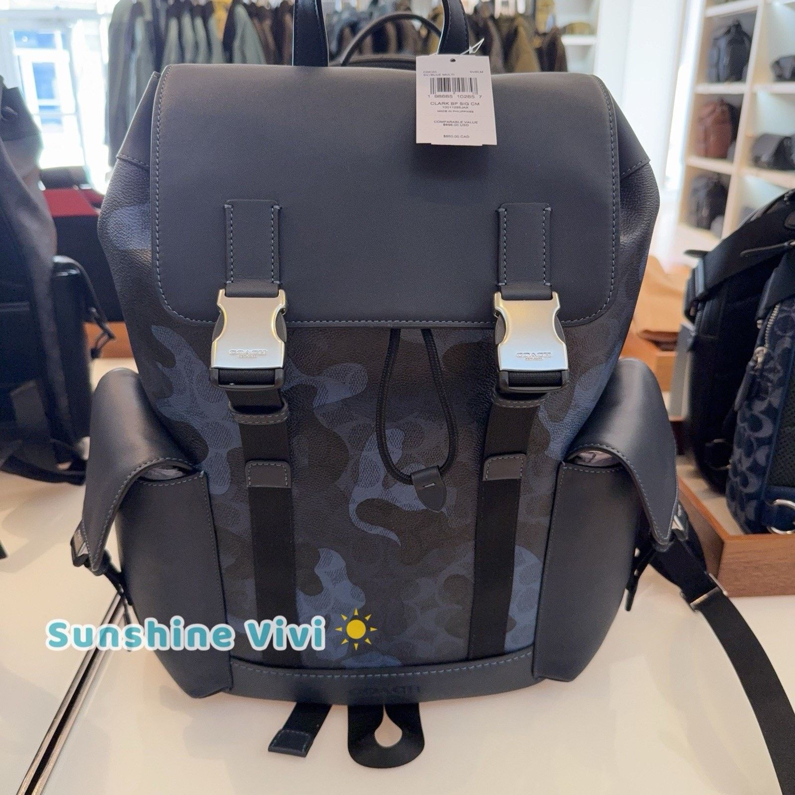 Coach NWT COACH MEN'S Clark Backpack Camo Silver/Blue Multi cdc20 Size ONE SIZE - 1 Thumbnail