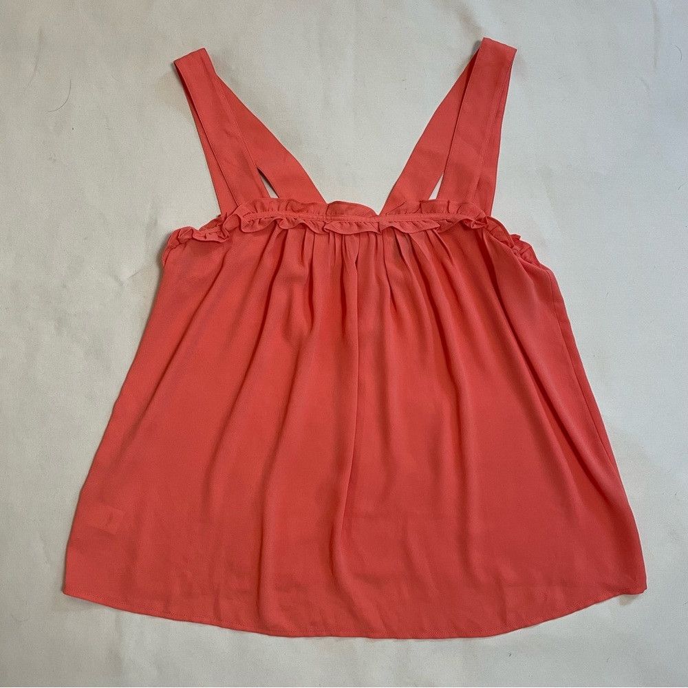 Ann Taylor New Ann Taylor Orange Ruffle Trim Tank Top Blouse Size L Size L / US 10 / IT 46 - 8 Thumbnail
