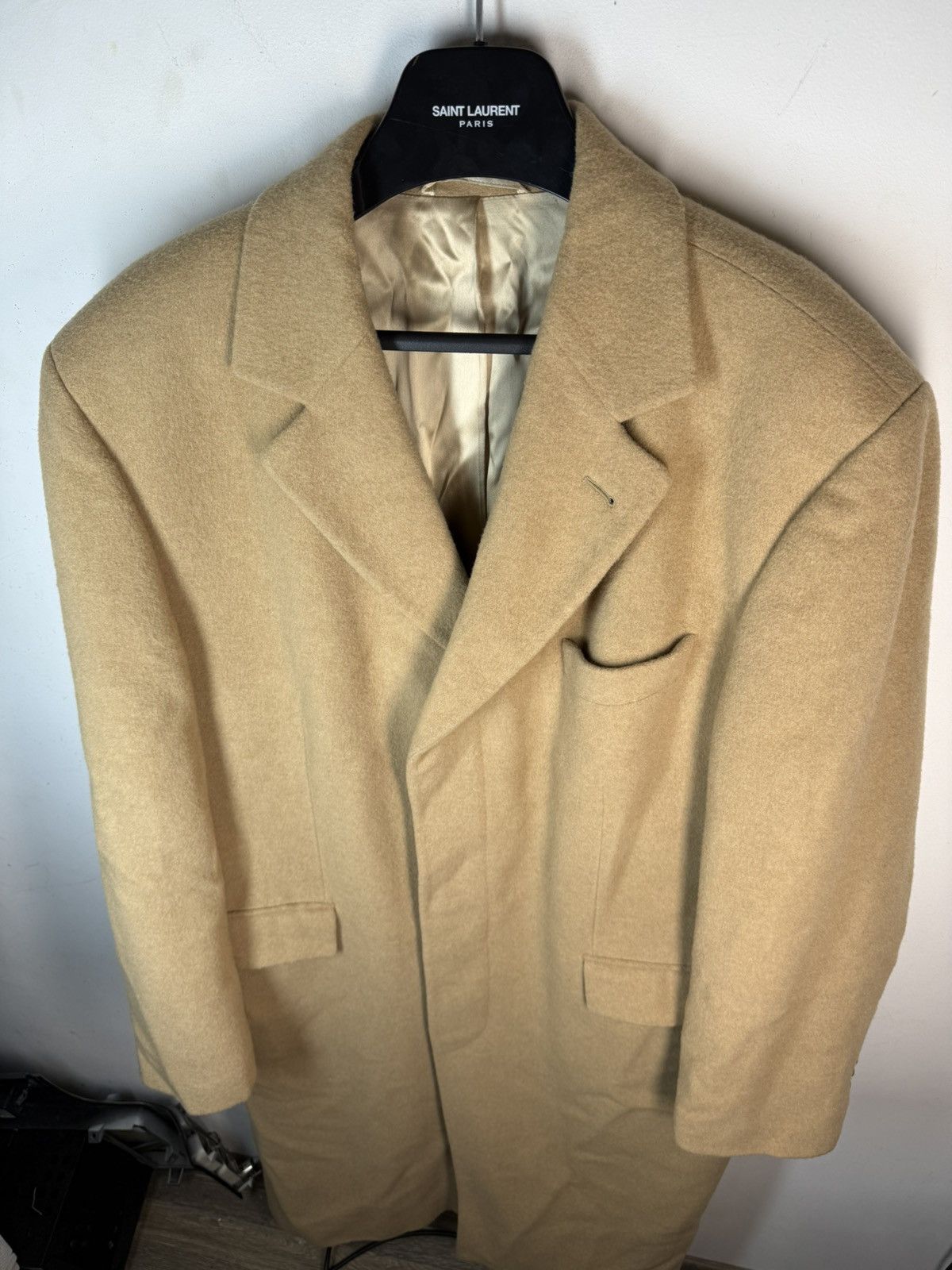Yves Saint Laurent Camel Wool YSL Coat Soft Heavy Soft Long Beige Size US L / EU 52-54 / 3 - 15 Thumbnail