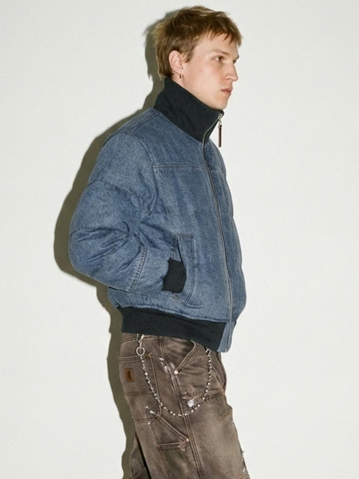 Japanese Brand Blue Quilted Denim Bomber Jacket, Relaxed Fit Jacket Size US L / EU 52-54 / 3 - 5 Thumbnail