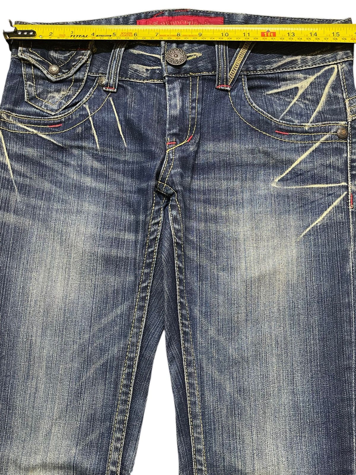 Who Decides War Vintage Japanese Brand Faded Wash Clawmark Flared Jeans Size US 31 - 11 Thumbnail