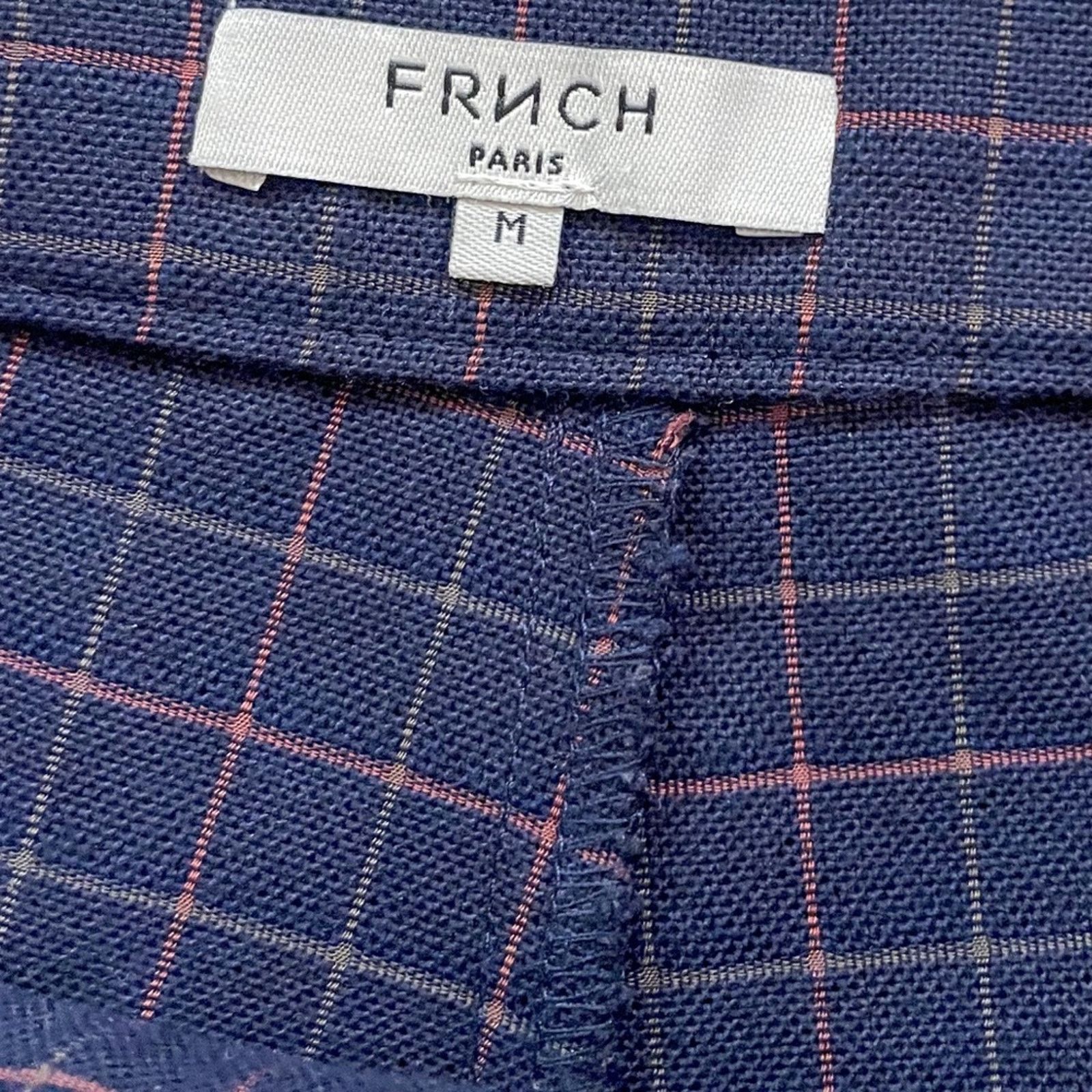 FRNCH FRNCH Navy Plaid Straight Leg Crop Pants, EUC, Medium, Size 28" / US 6 / IT 42 - 8 Thumbnail