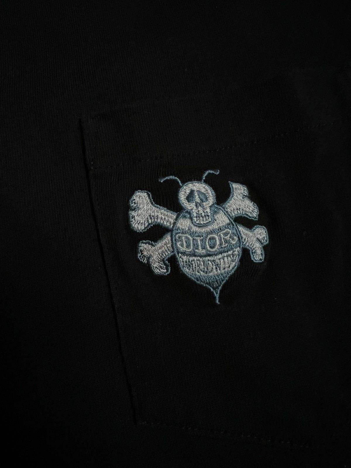 Dior x Shawn Stussy Black Oversized Bee Pocket T-Shirt