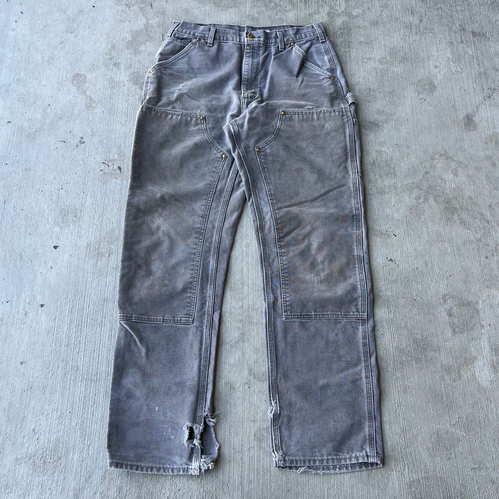 Carhartt × Vintage Carhartt faded gray double knee work wear carpenter pants Size US 31 - 1 Thumbnail