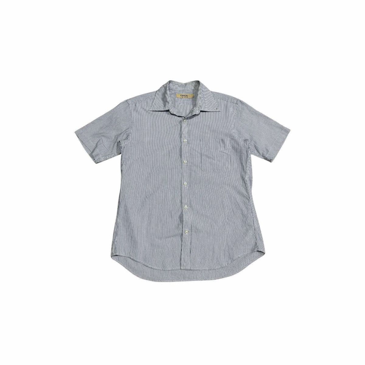 Japanese Brand 🔥Rare Vintage Kansai Yamamoto Striped Shirt Short Sleeve Size US L / EU 52-54 / 3 - 2 Thumbnail