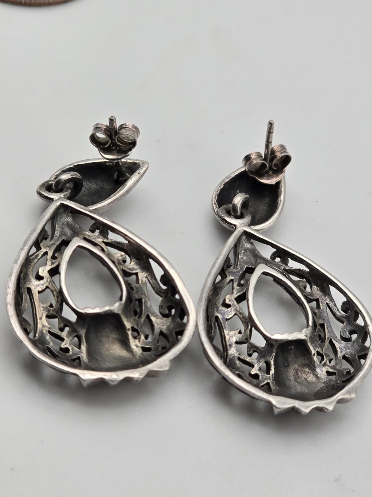 Other Vintage Sterling Silver Filigree Teardrop Dangle Earrings Size ONE SIZE - 3 Thumbnail