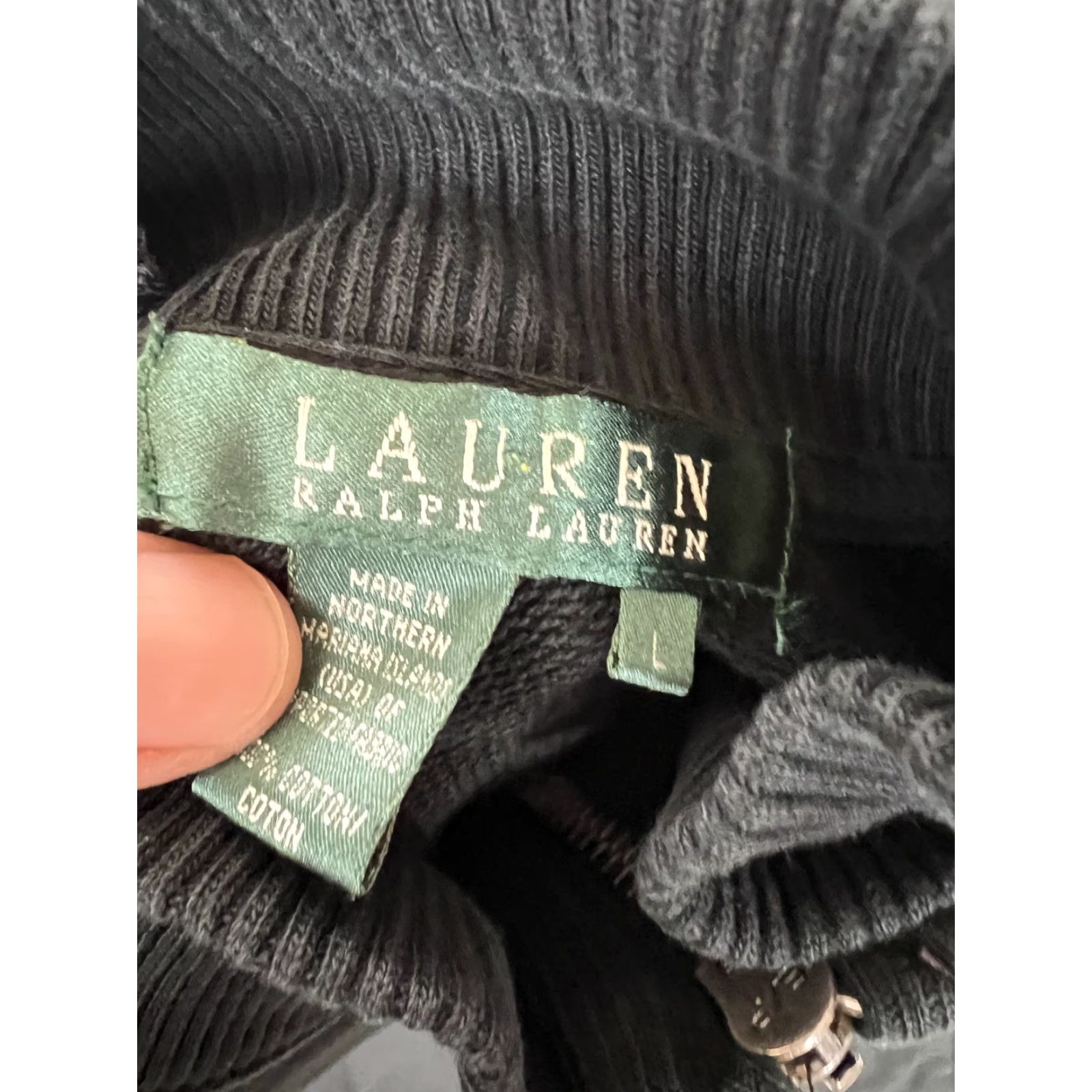 Ralph Lauren Lauren Ralph Lauren Sweatshirt Women's Large Black Bomber Full Zip Knit Collar Size L / US 10 / IT 46 - 8 Thumbnail