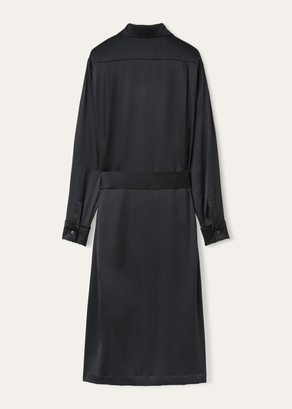 Loro Piana o1srvl11e0125 FAN7455 Karel Satin Dress in Black Size L / US 10 / IT 46 - 2 Thumbnail