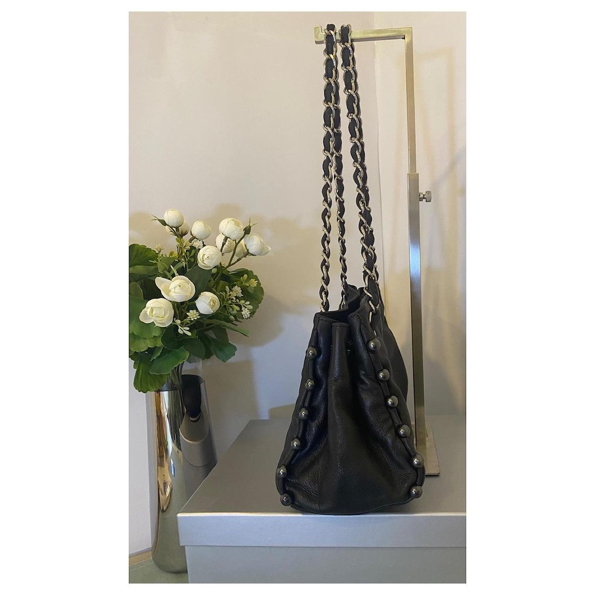 Chanel Chanel Small Black Soft Lambskin Leather Pearl Bag Size ONE SIZE - 5 Thumbnail