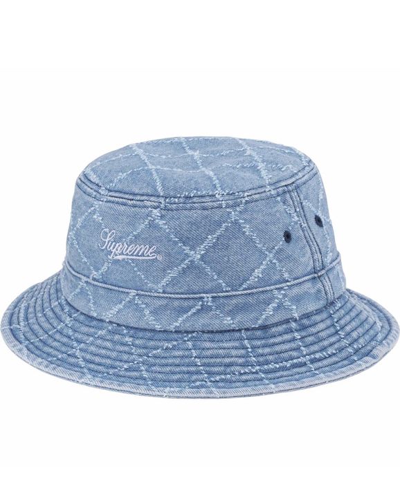 Supreme Supreme Script Logo Punched Denim Crusher Bucket Hat M/L