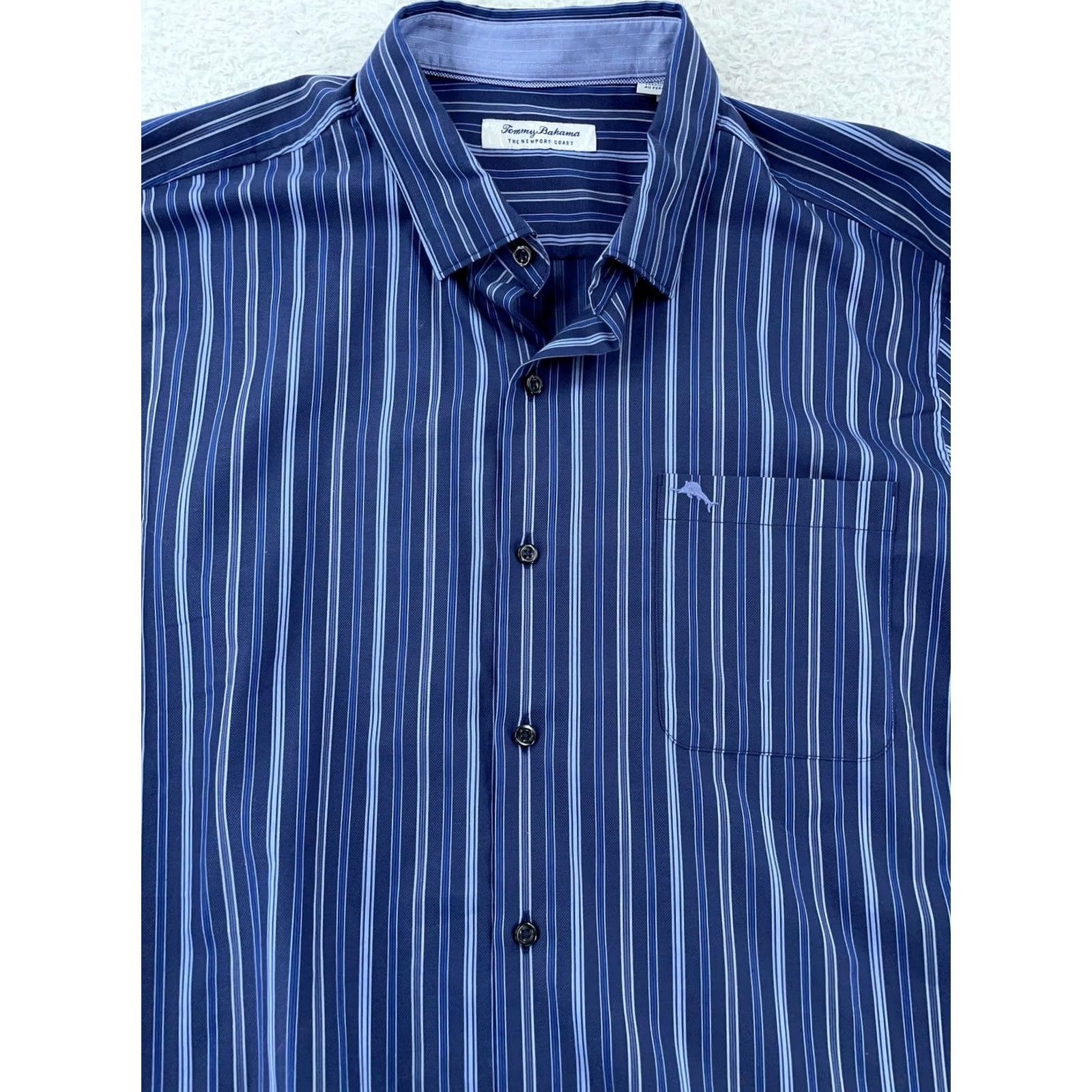 Tommy Bahama Tommy Bahama Shirt Mens XL Blue Striped Newport Coast Classic Collared Button Up Size US XL / EU 56 / 4 - 2 Thumbnail