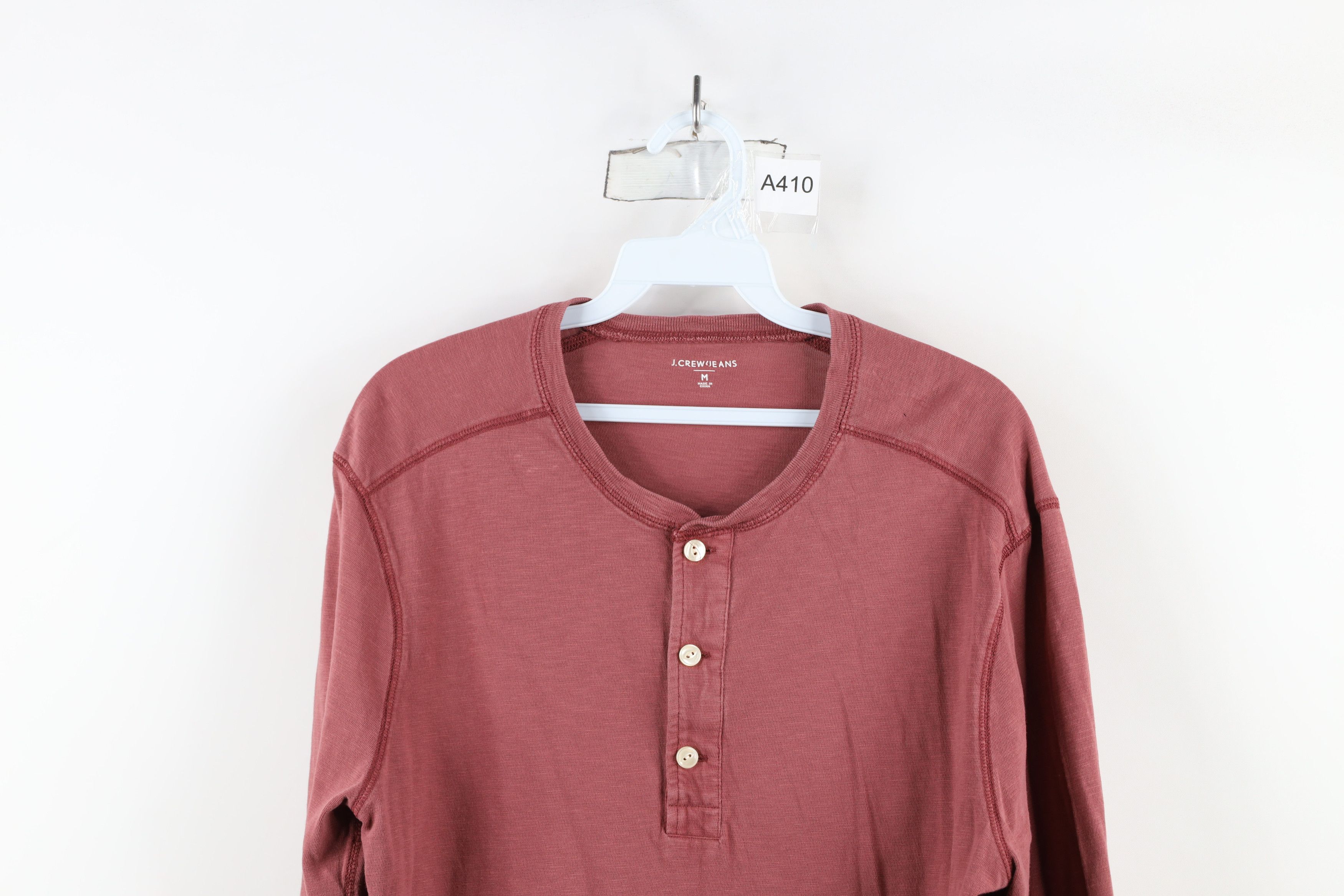 J.Crew × Vintage J Crew Dye Stonewash Knit Long Sleeve Henley T-Shirt Red Size US M / EU 48-50 / 2 - 2 Thumbnail