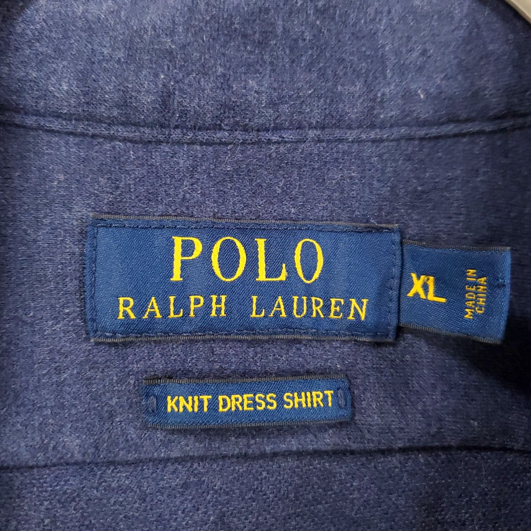 Polo Ralph Lauren Polo Ralph Lauren Knit Dress Shirt Mens XL Navy Blue Stretch Button Up Size 46R - 4 Thumbnail