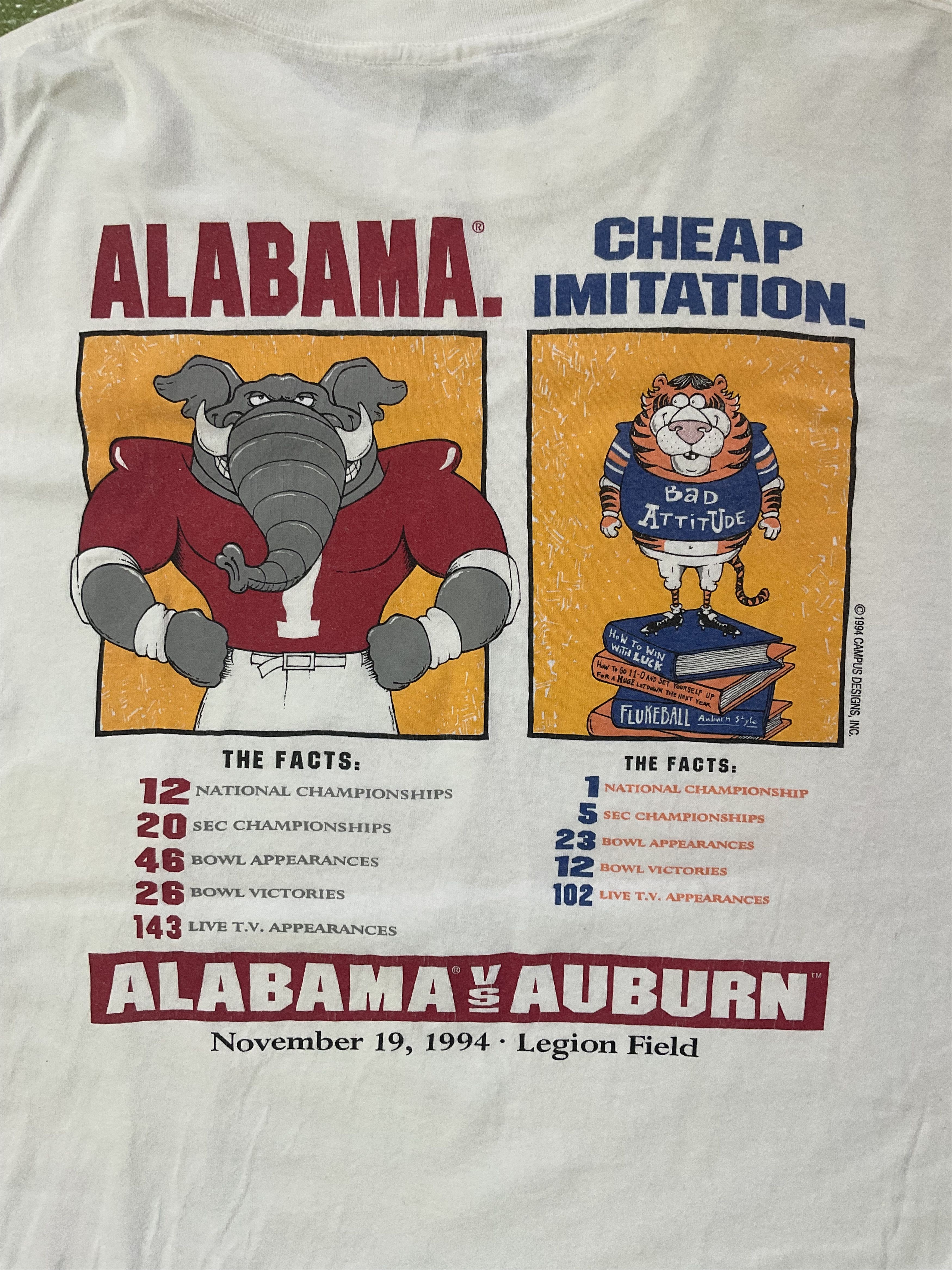 Vintage 1994 Iron Bowl Alabama vs Auburn Tigers T-Shirt