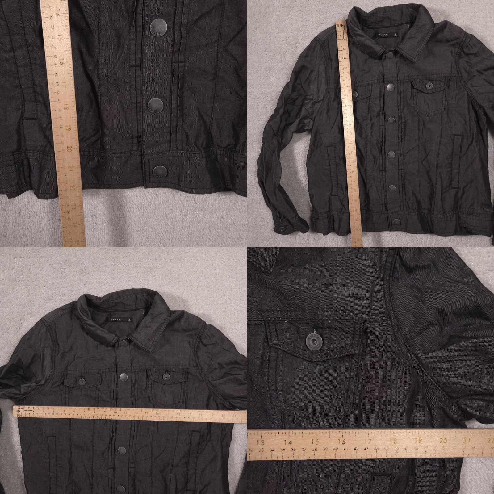 Vintage Tahari Jacket Womens Large Black Lyocell Twill Snap Front Casual Size L / US 10 / IT 46 - 8 Thumbnail