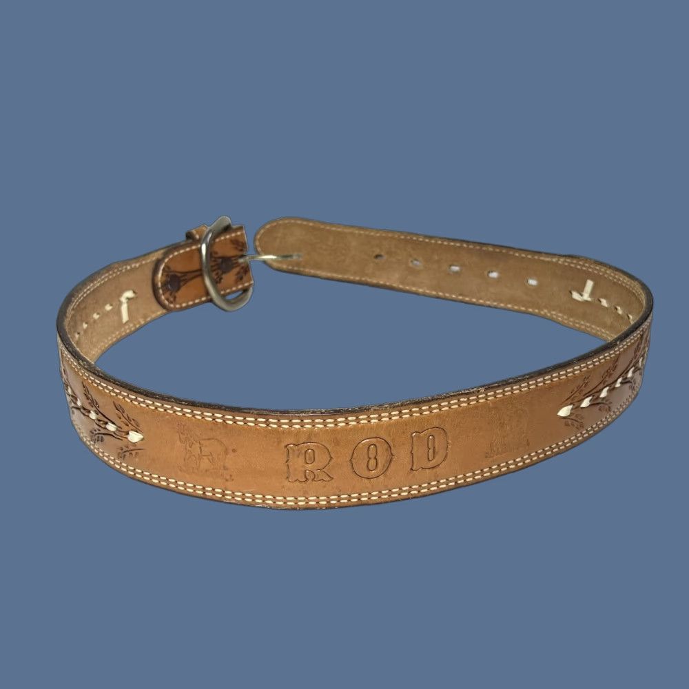 Vintage VINTAGE Western Belt Dundee Tooled Leather Cowboy Brown Belt Size 30 Unisex Adults Leather 34.75L Size 30 - 1 Thumbnail