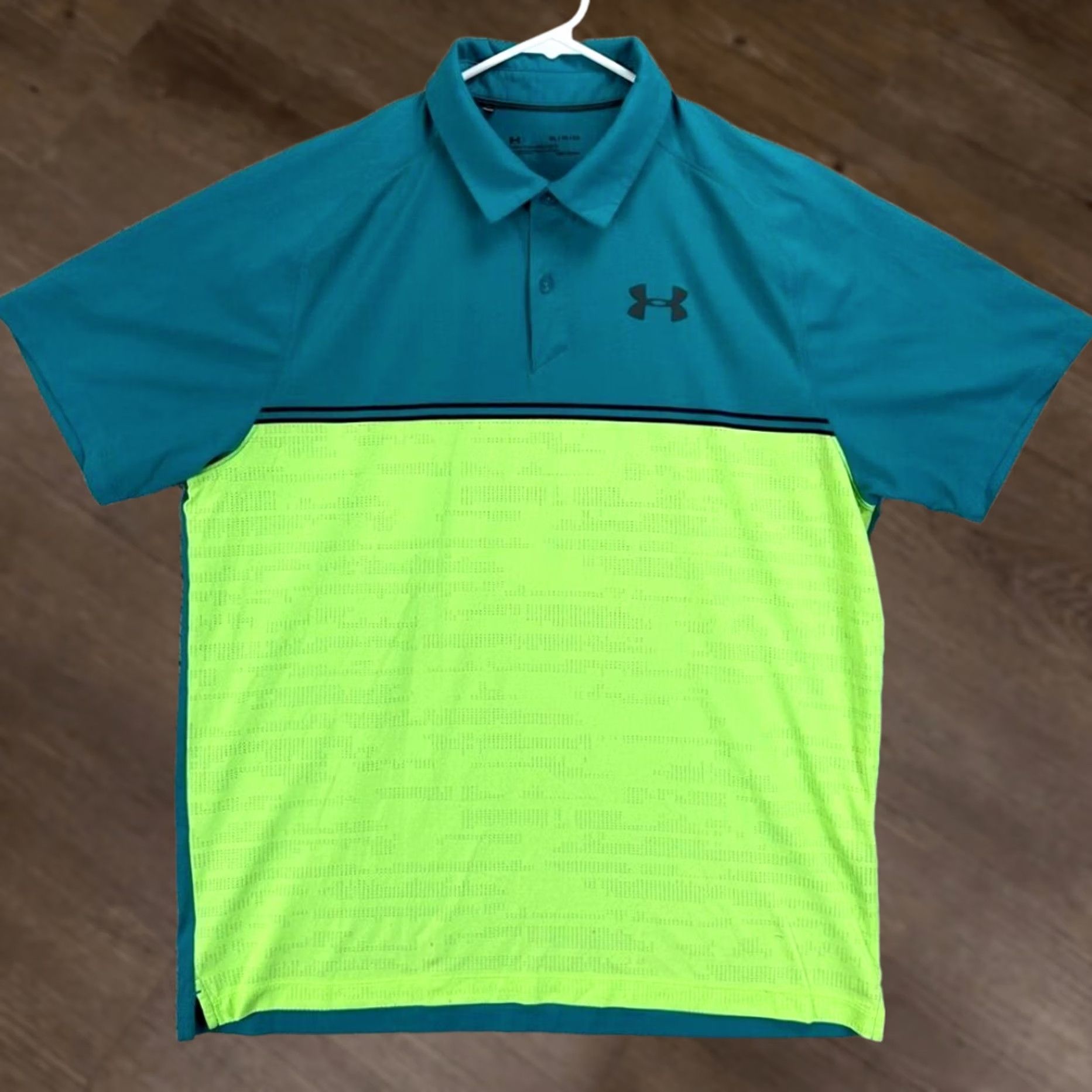 Under Armour Under Armour Heat Gear Golf Polo Shirt XL Green Blue Colorblock Rugby Mens Size US XL / EU 56 / 4 - 1 Thumbnail