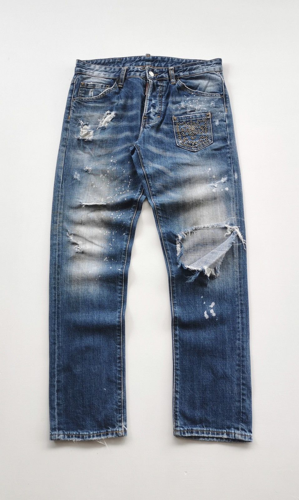 Dsquared2 Dsquared2 Distressed Italy Denim Jeans Size US 33 - 1 Thumbnail