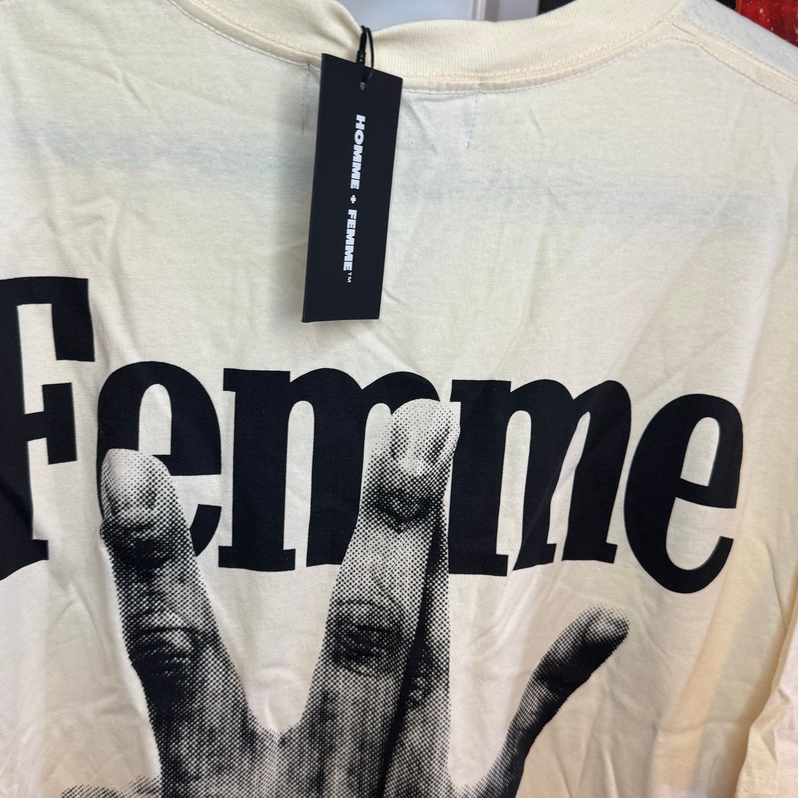 Homme + Femme La •NEW• Homme + Femme LA • Twisted Fingers Off-White Tee • 2XL Size US XXL / EU 58 / 5 - 5 Thumbnail