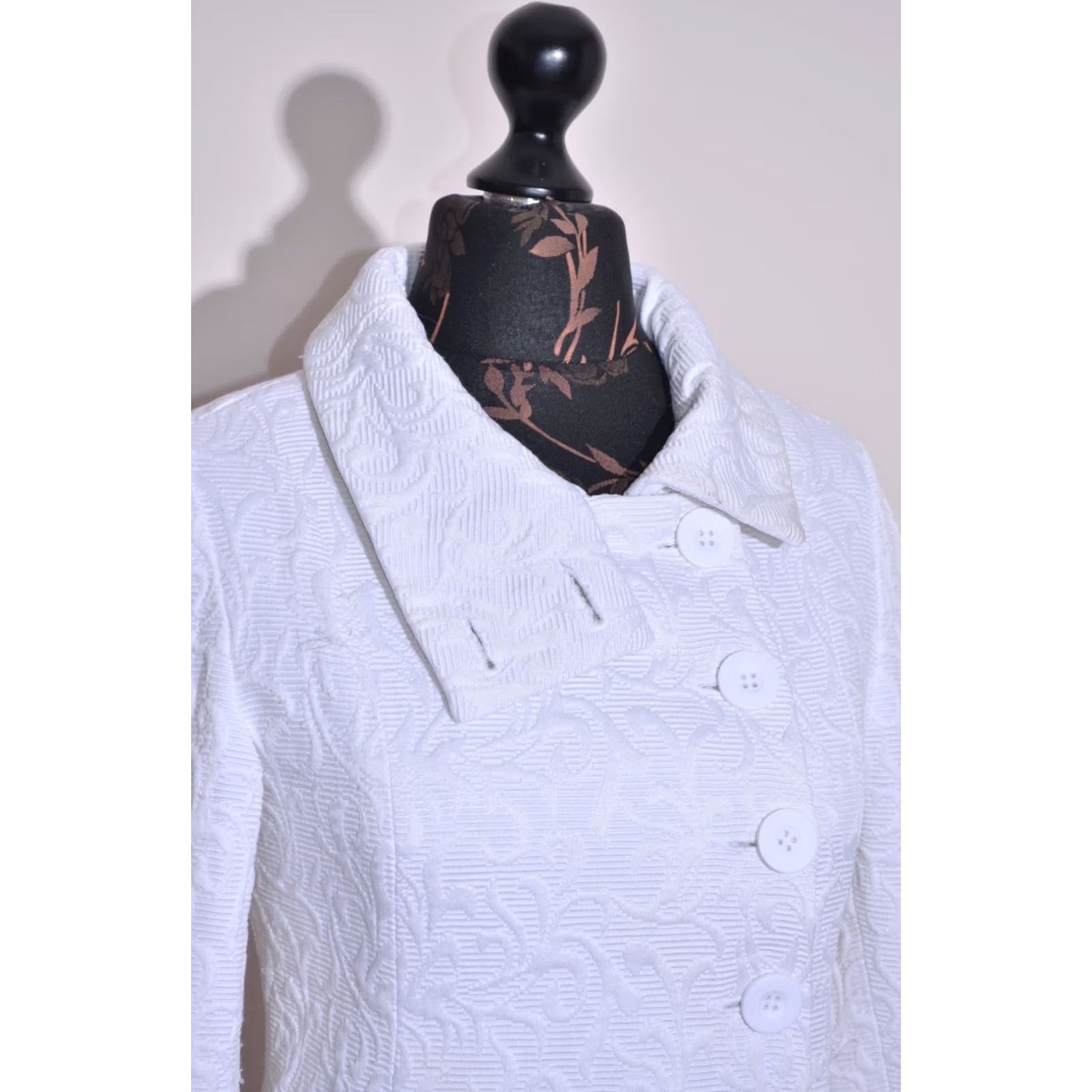 Desigual Desigual Coat White Floral Patterned Size 40 Women's Mid Lenght Long Coat Jacket Overcoat Size S / US 4 / IT 40 - 5 Thumbnail