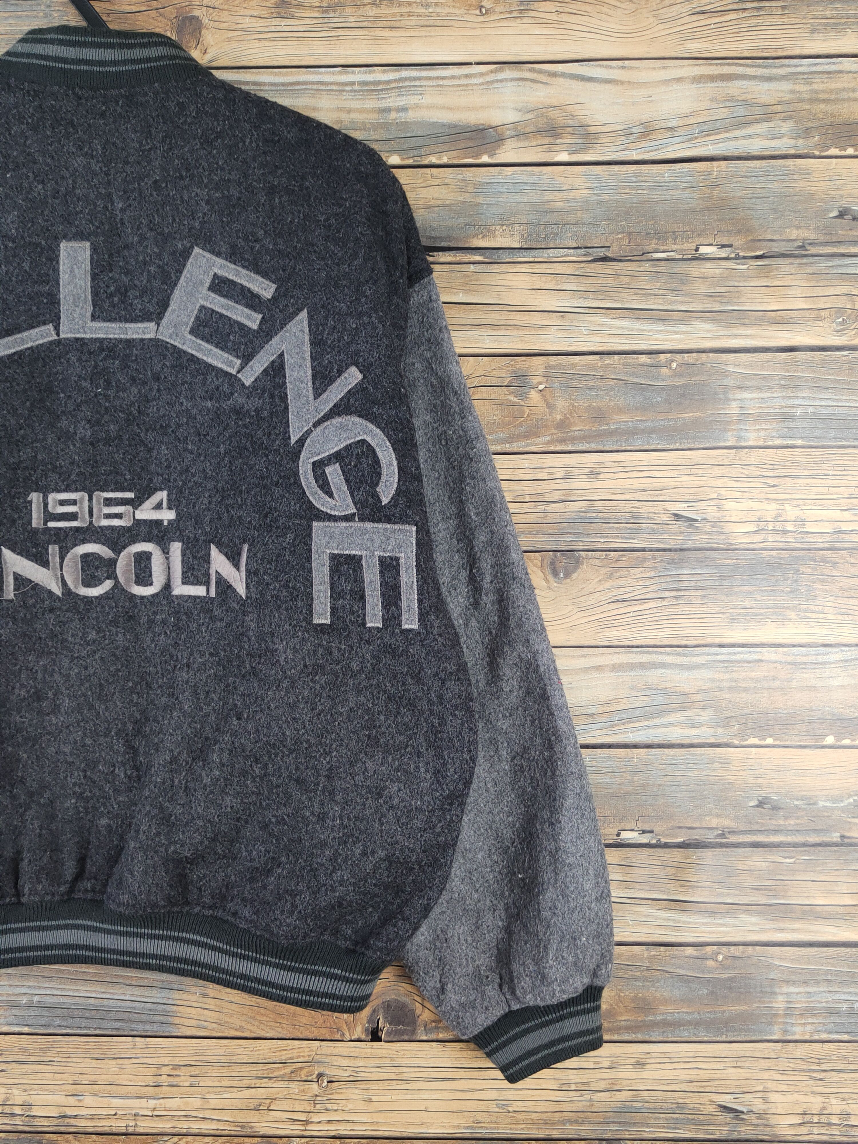 Japanese Brand DL 1964 Lincoln Black Gray Wool Varsity Jackets #W2230 Size US L / EU 52-54 / 3 - 3 Thumbnail