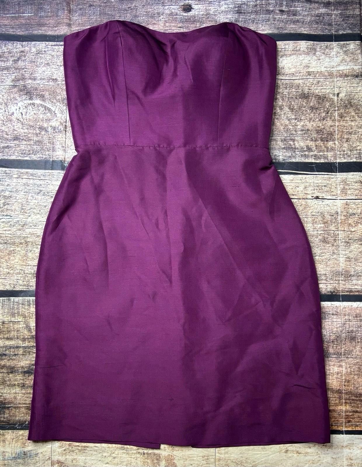 Jenny Yoo Dress Womens Size 4 Silk Sheath Strapless Purple