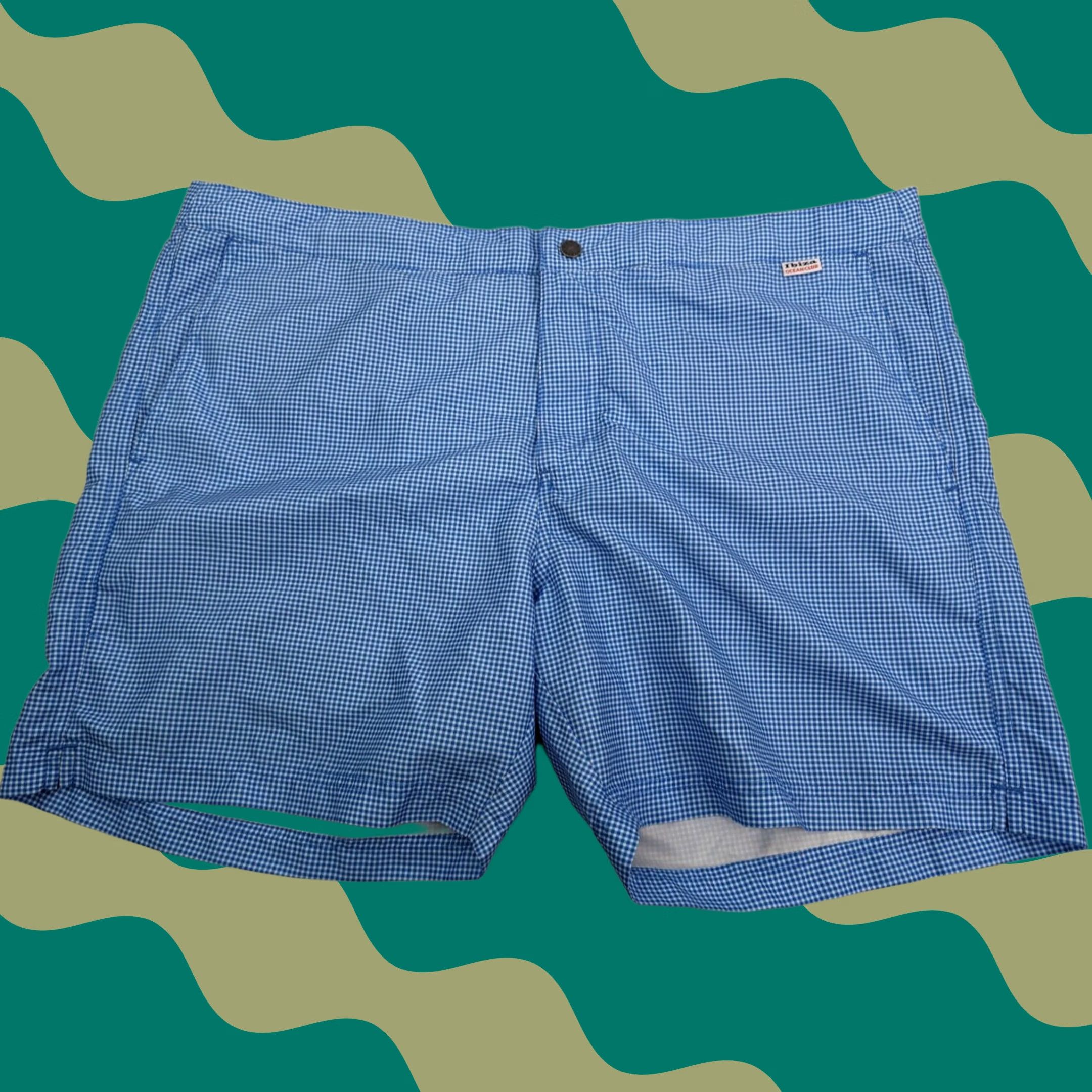 Vintage Ibiza Ocean Club Men Plaid Swim Trunks Blue/White Size 38 Pockets Drawstring Size ONE SIZE - 1 Thumbnail