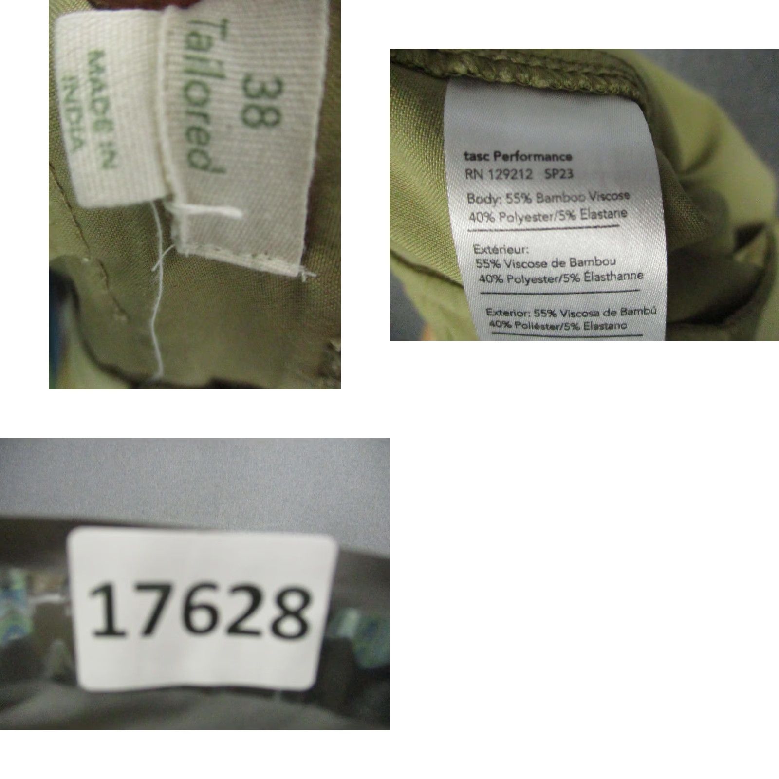 Vintage tasc Performance Shorts Mens 38 Tailored Gray Olive Bamboo Stretch Golf Lot 2 Size US 38 / EU 54 - 9 Thumbnail