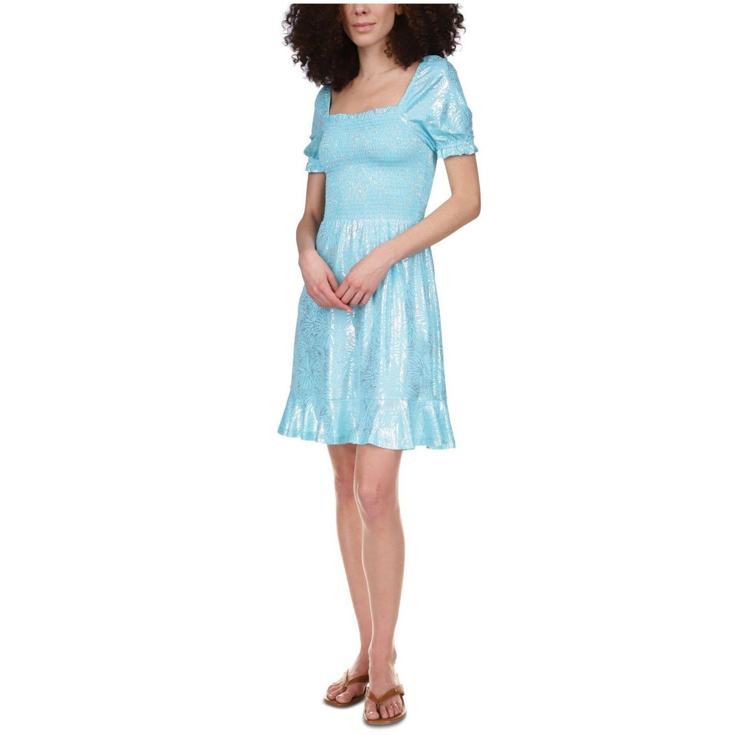 Michael Kors Michael Kors Women Turquoise Peasant Fit/Flare Dress Size S Size S / US 4 / IT 40 - 1 Thumbnail