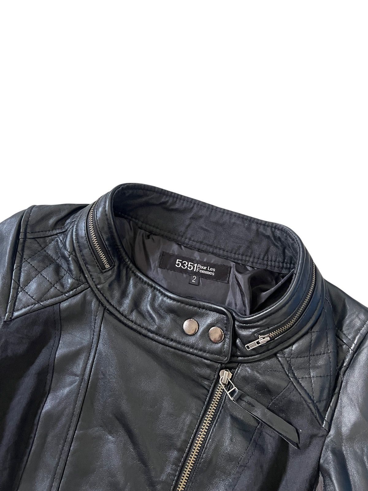 5351 POUR LES HOMMES × Genuine Leather 5351 Pour Les Femmes Sheepskin Leather Riding Jacket Size S / US 4 / IT 40 - 3 Thumbnail
