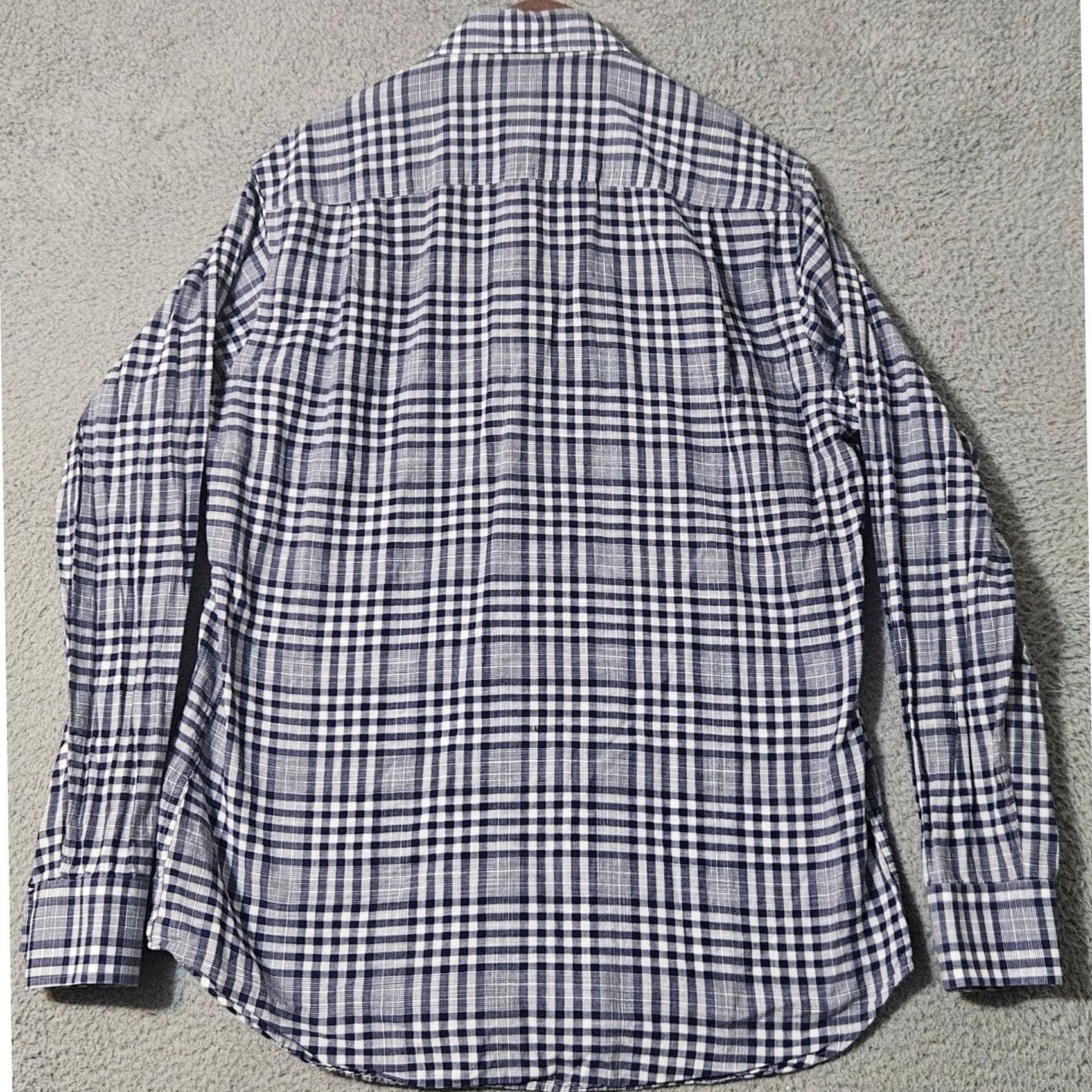 Peter Millar Peter Millar Collection Shirt Medium Blue White Plaid Chambray L/S Men's Summer Size US M / EU 48-50 / 2 - 3 Thumbnail