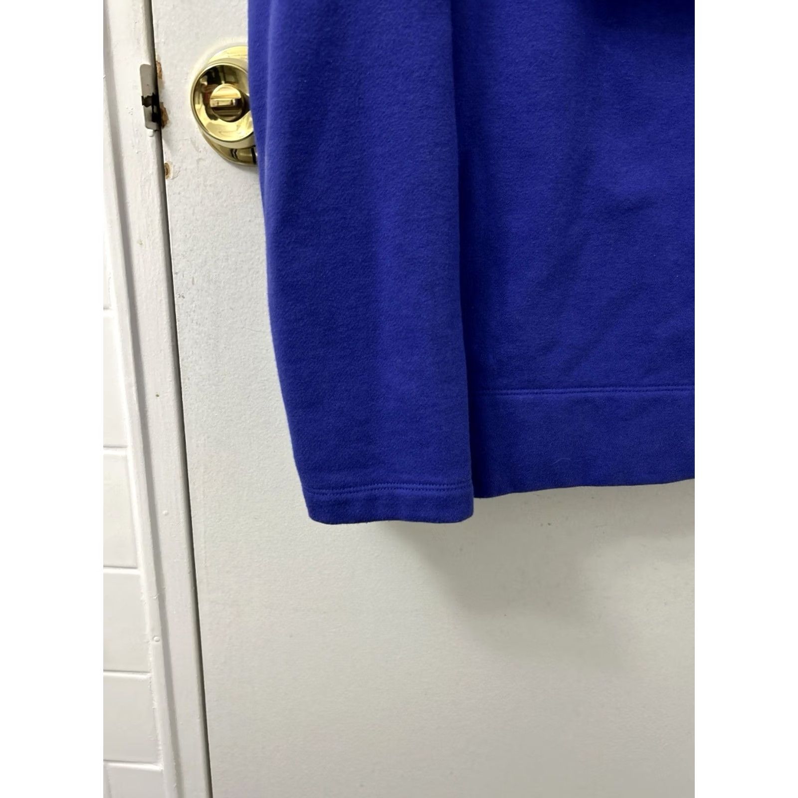 Vintage LL Bean Signature Pullover Womens M Blue Red Organic Cotton Fleece 1/4 Zip Kangaroo Pocket Sweatshirt 26” Regular Fit Size M / US 6-8 / IT 42-44 - 6 Thumbnail