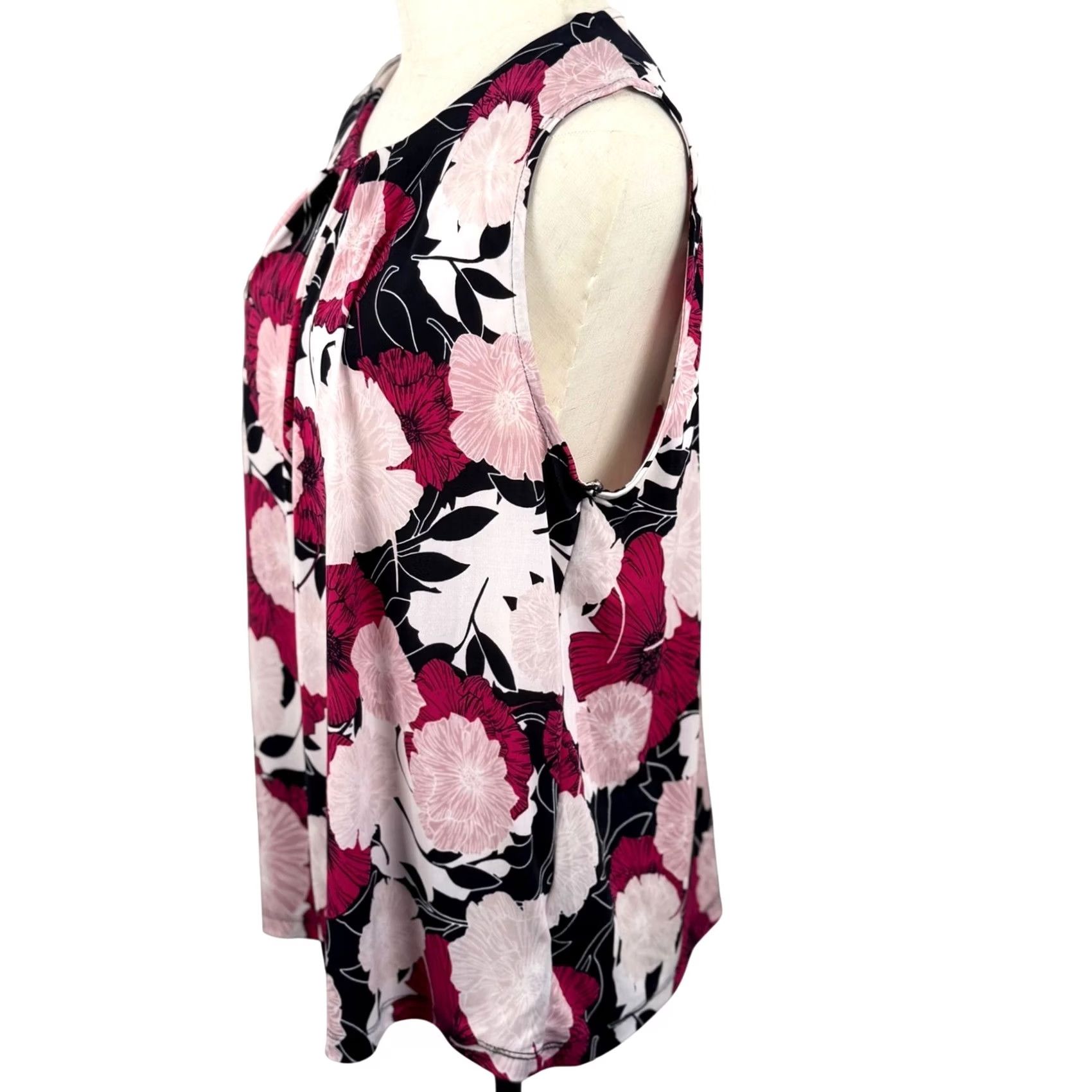 Jones New York VINTAGE Jones New York XL Pull Over Sleeveless Top Floral Pleated Shell 90s Art to Wear Size XL / US 12-14 / IT 48-50 - 2 Thumbnail