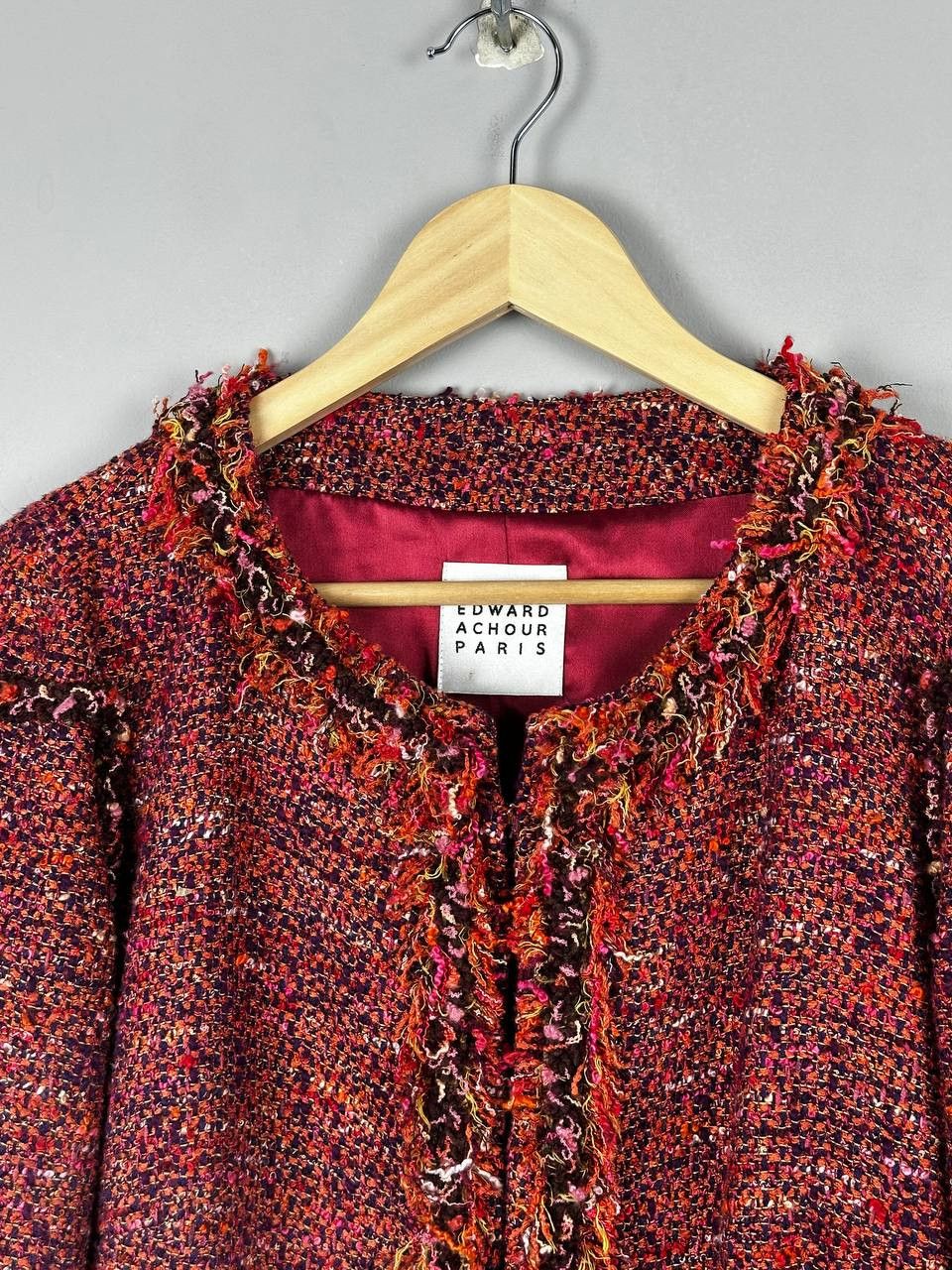 Vintage Edward Achour Paris Womens Boucle Tweed Open Front Blazer Size M / US 6-8 / IT 42-44 - 4 Thumbnail