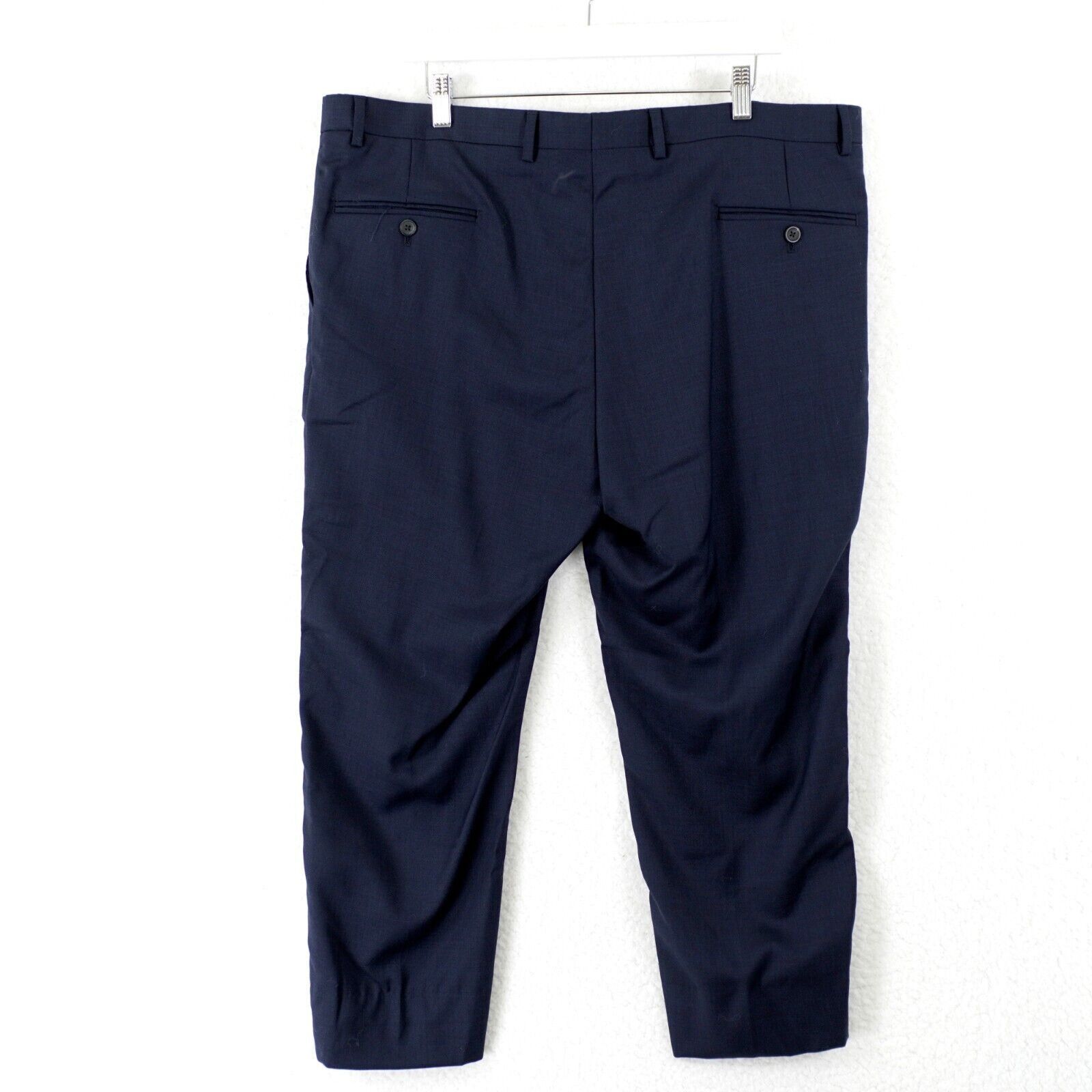 Pronto Uomo Pronto Uomo Blue Sharkskin Wool Flat Front Mid Rise Dress Pa Size 40S - 3 Thumbnail