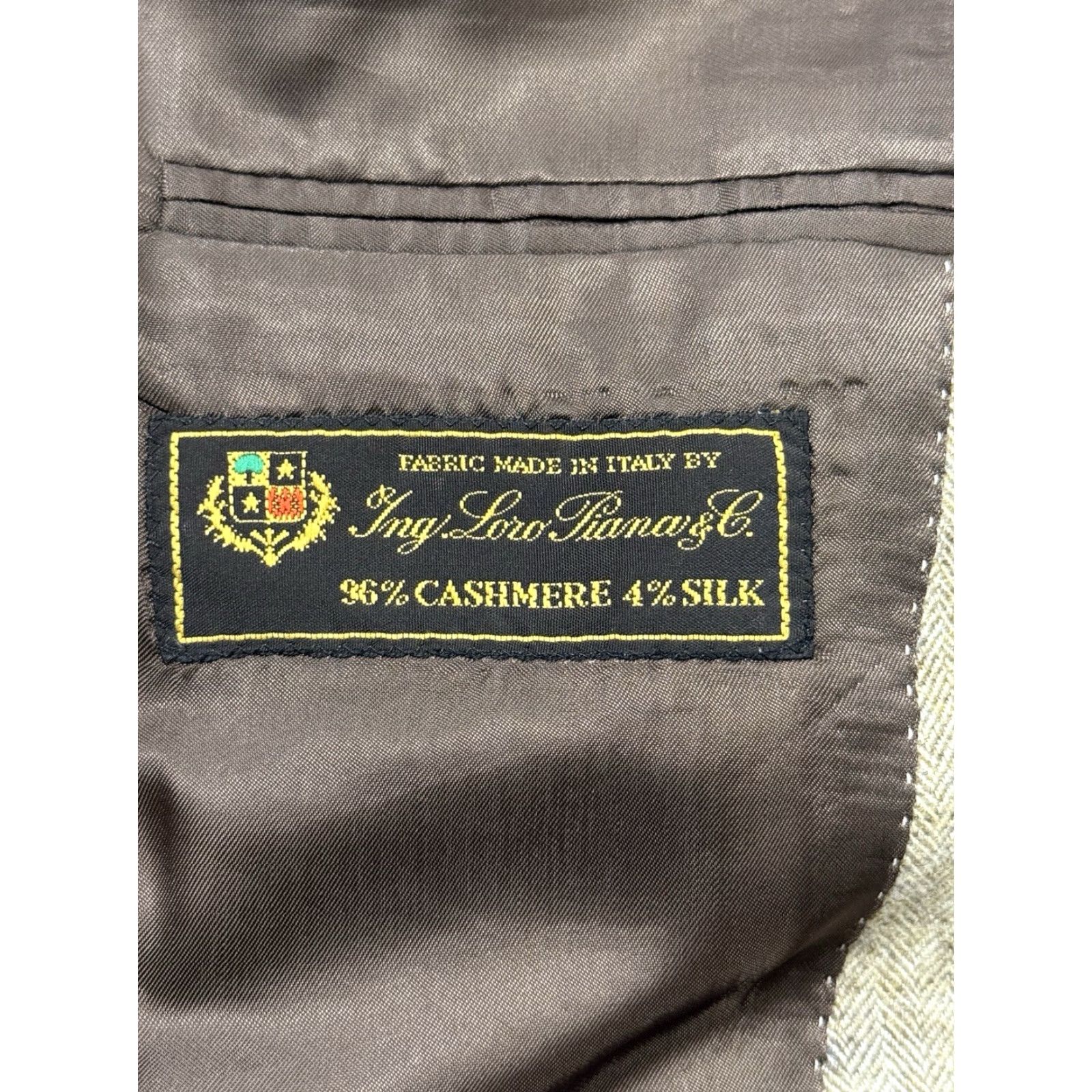 Vintage Loro Piana SAMUELSOHN Tan Herringbone Cashmere Silk Blazer 46 Long Mens Size 46R - 2 Thumbnail