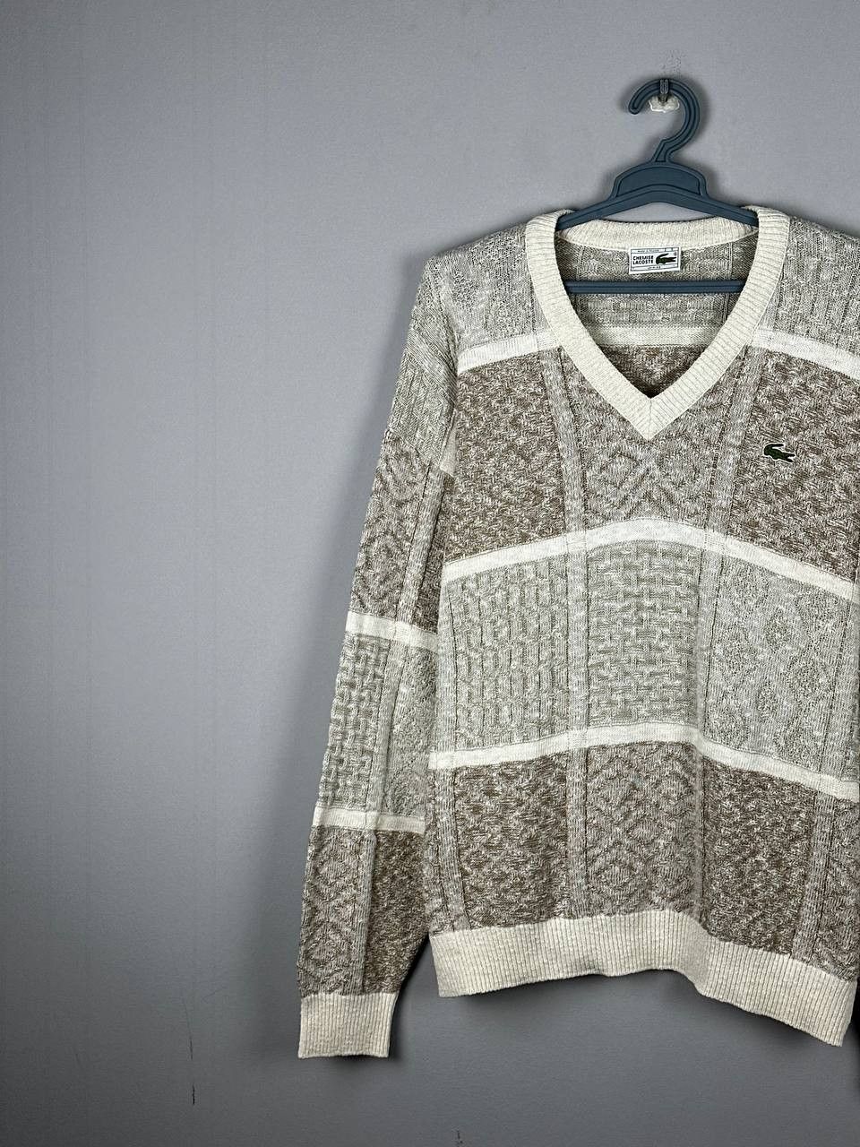 Lacoste Vintage Lacoste Sweater Cable Tight Knit V Neck Blue Y2K Size US XL / EU 56 / 4 - 2 Thumbnail