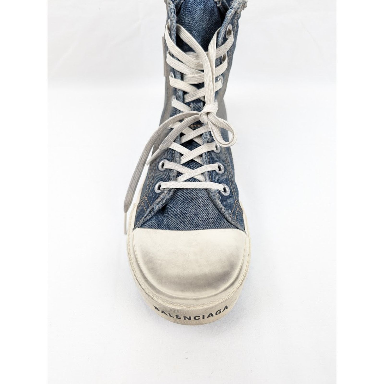 Balenciaga o1rshd1 90'S Paris High-Top Sneakers in Denim Blue Size US 8 / EU 41 - 5 Thumbnail