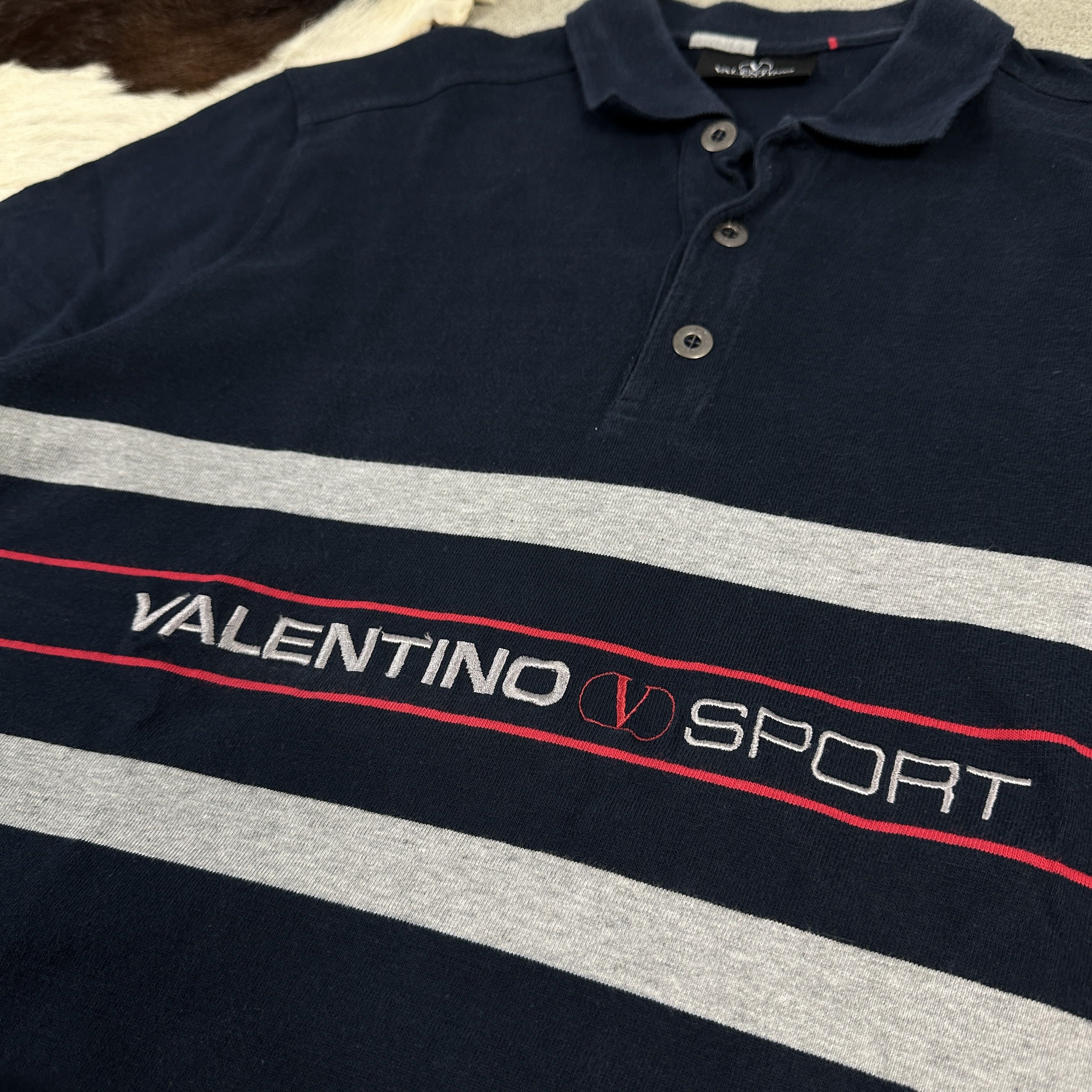 Valentino × Vintage Vintage Striped Y2K Casual Streetwear Valentino Polo T-shirt Size US L / EU 52-54 / 3 - 3 Thumbnail