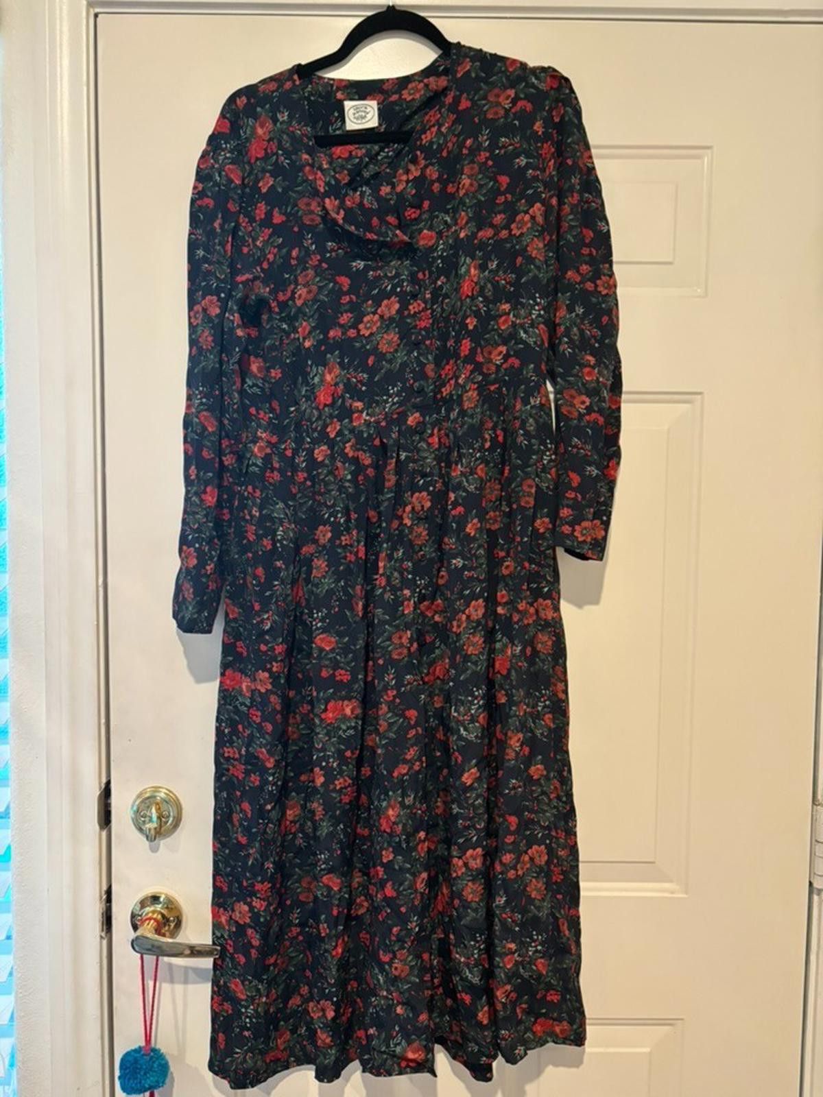 Designer Womens vintage Laura Ashley navy floral dress sz 10 #409 Size L / US 10 / IT 46 - 1 Thumbnail