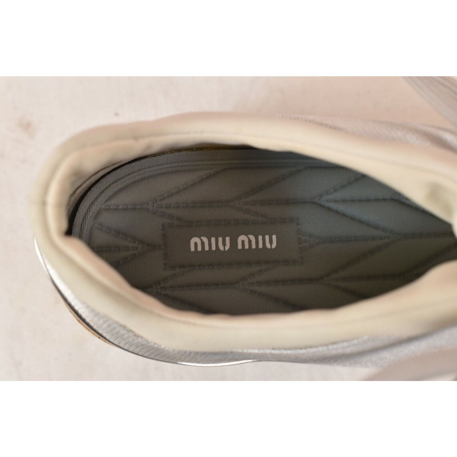 Miu Miu 5E281A SILVER PATENT LEATHER CORK PLATFORM SNEAKERS 40.5 Size US 10.5 / IT 40.5 - 8 Thumbnail