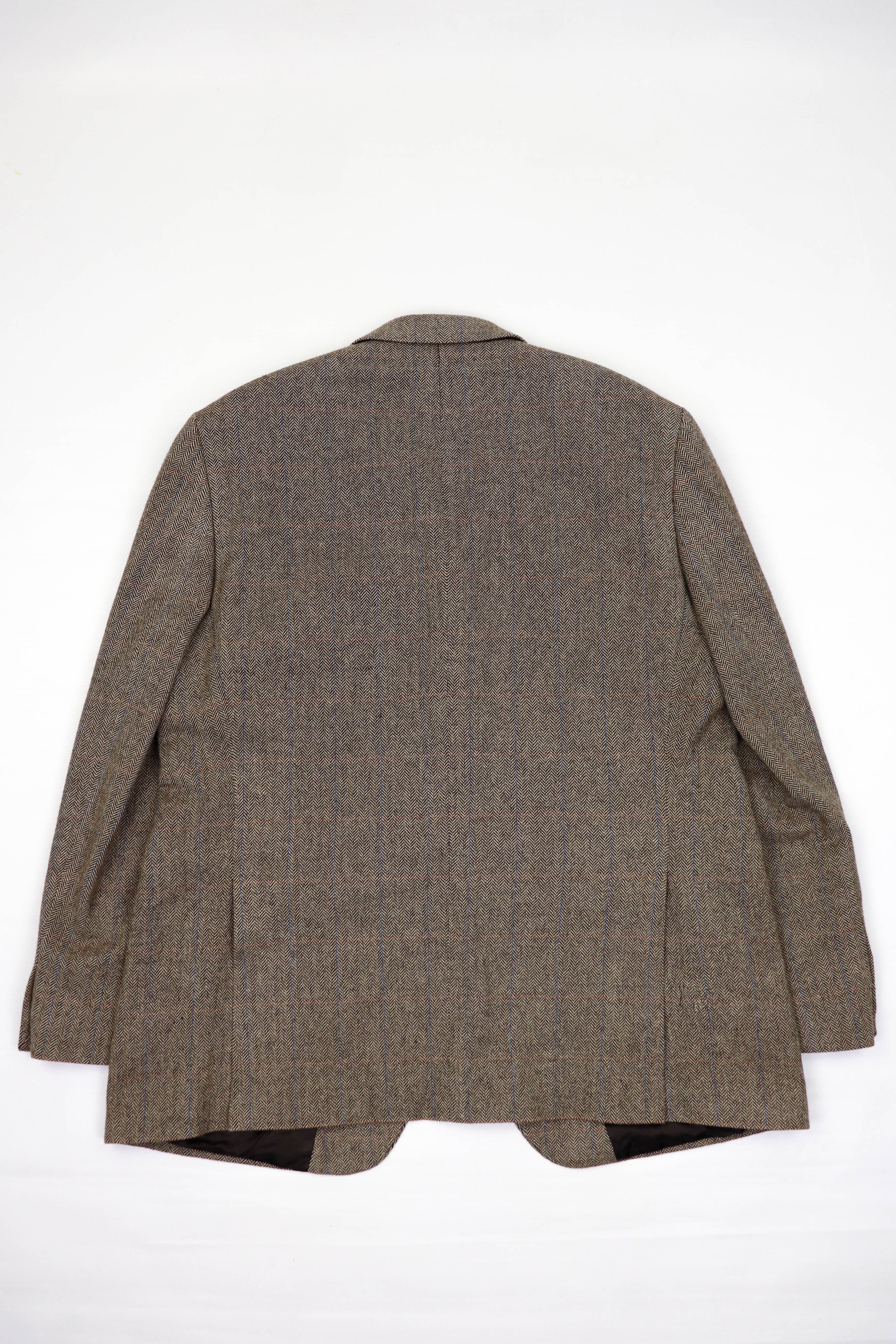DAKS DAKS Beige Herringbone Tweed Wool Sport Coat Blazer Jacket Size 46R - 2 Thumbnail