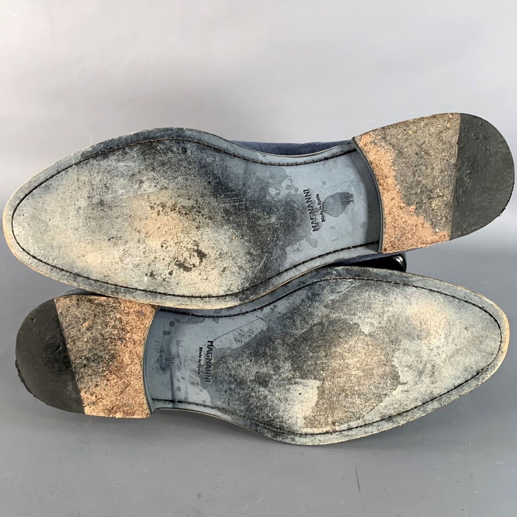 Magnanni MAGNANNI Blue Grey Suede Penny Loafers Size 11 Contrast Stitch Men Size US 11 / EU 44 - 6 Thumbnail