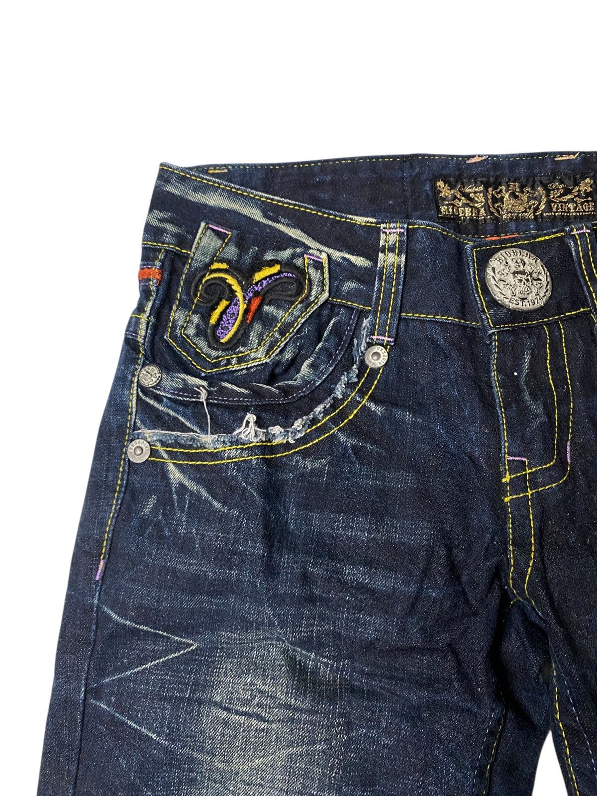 If Six Was Nine 2000's Riobera Seawash Patchwork Flared Jeans Size US 28 / EU 44 - 4 Thumbnail