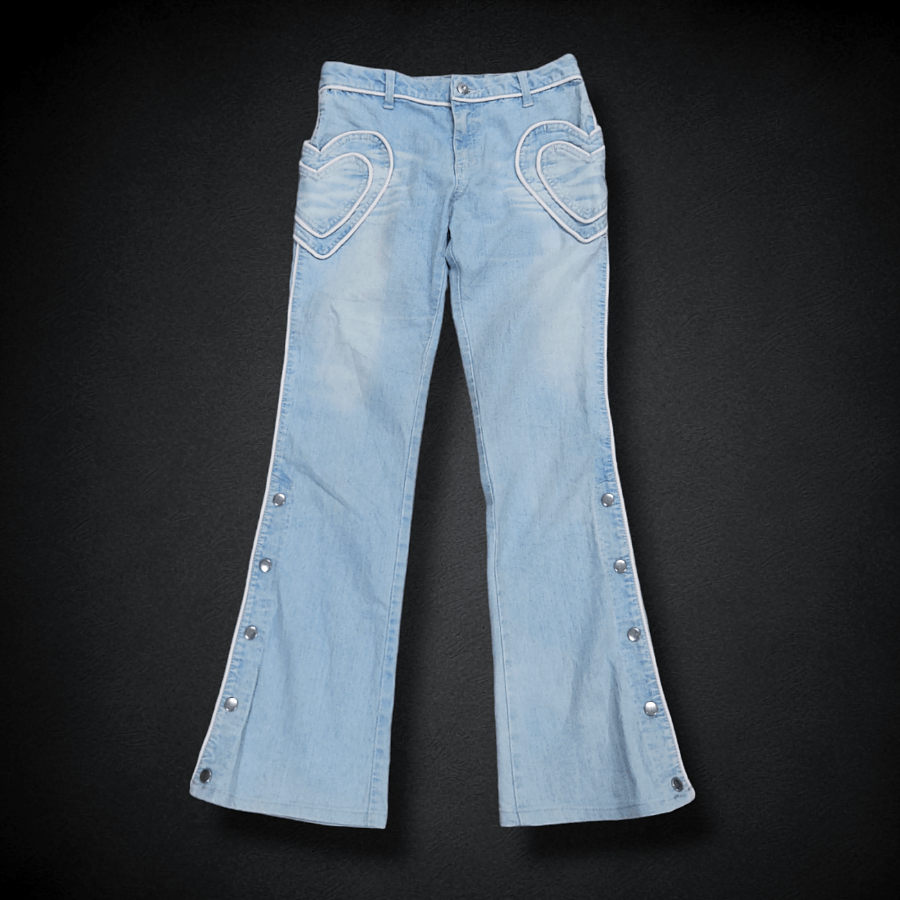 image of Angel Blue x Beauty Beast Aux Echoes Jouer Heart Pockets Hysteric Blue Jeans in Light Blue, Women's