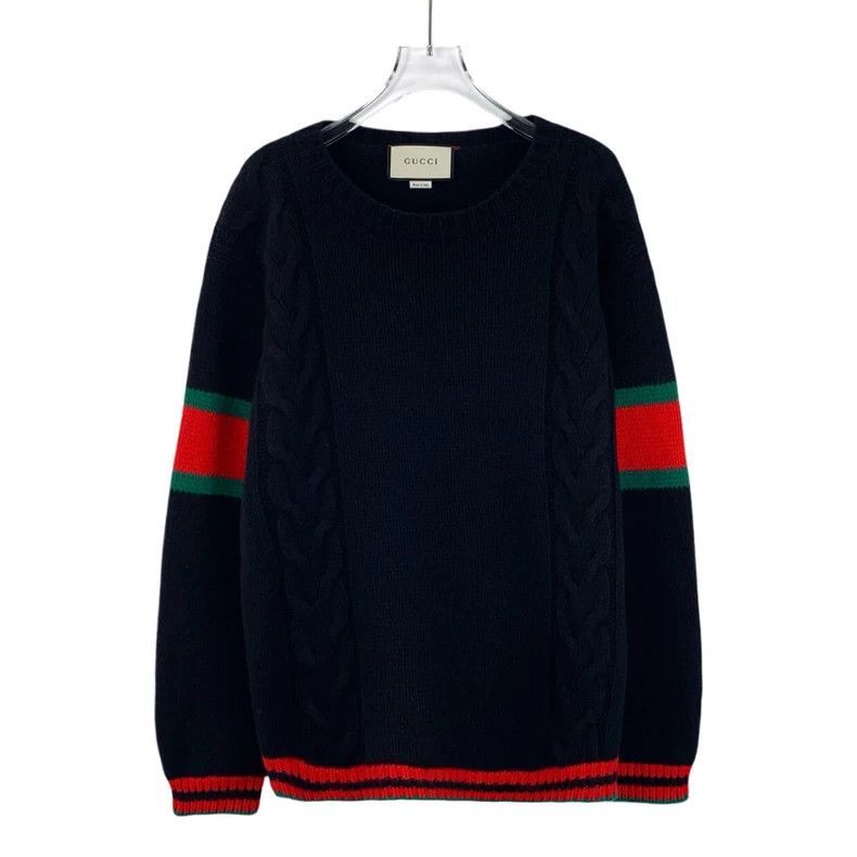 Gucci Gucci Dark blue striped twisted wool round-neck long-sleeve Size US L / EU 52-54 / 3 - 1 Thumbnail